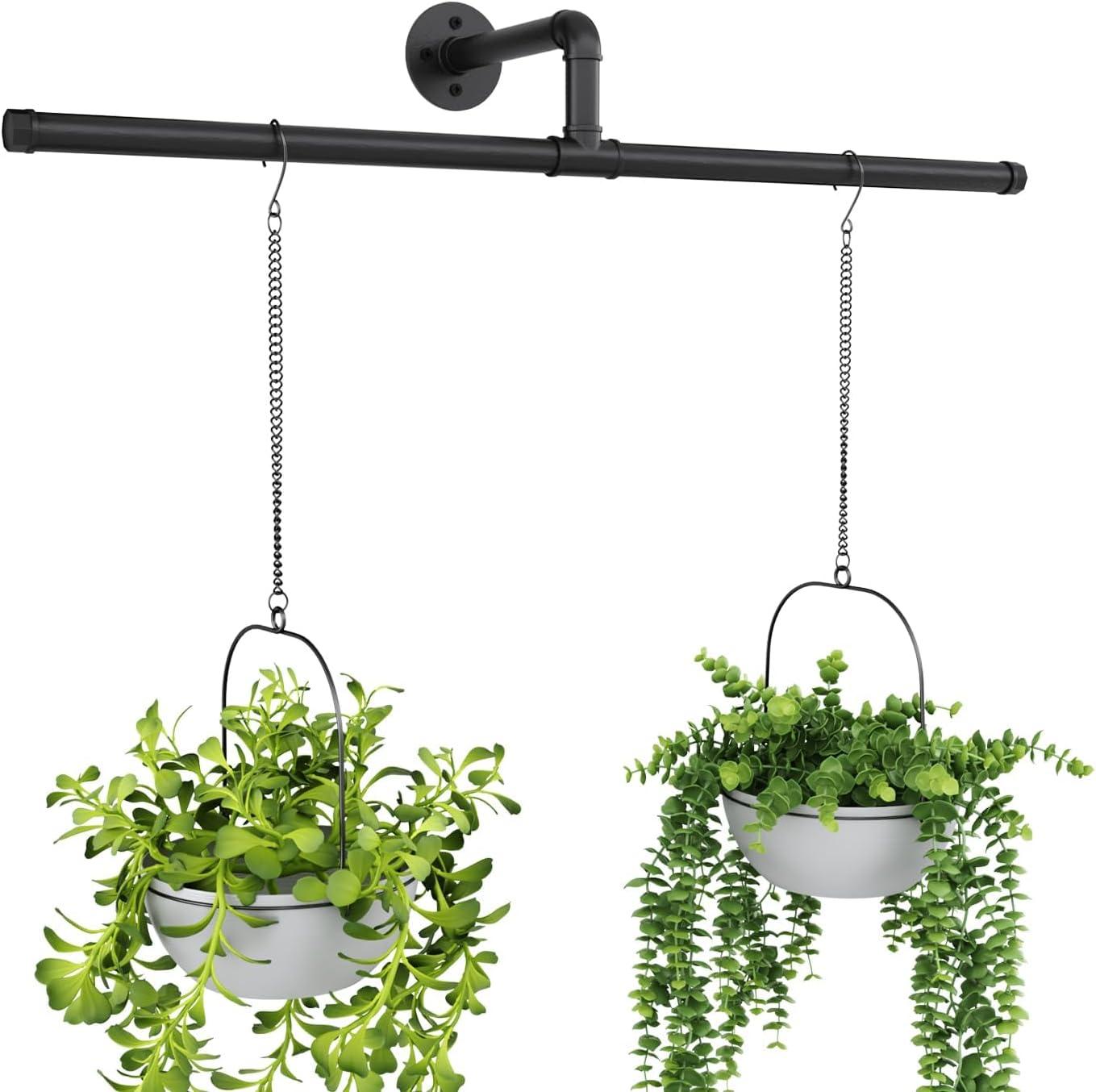 Black Metal Wall-Mounted Hanging Planter Rod