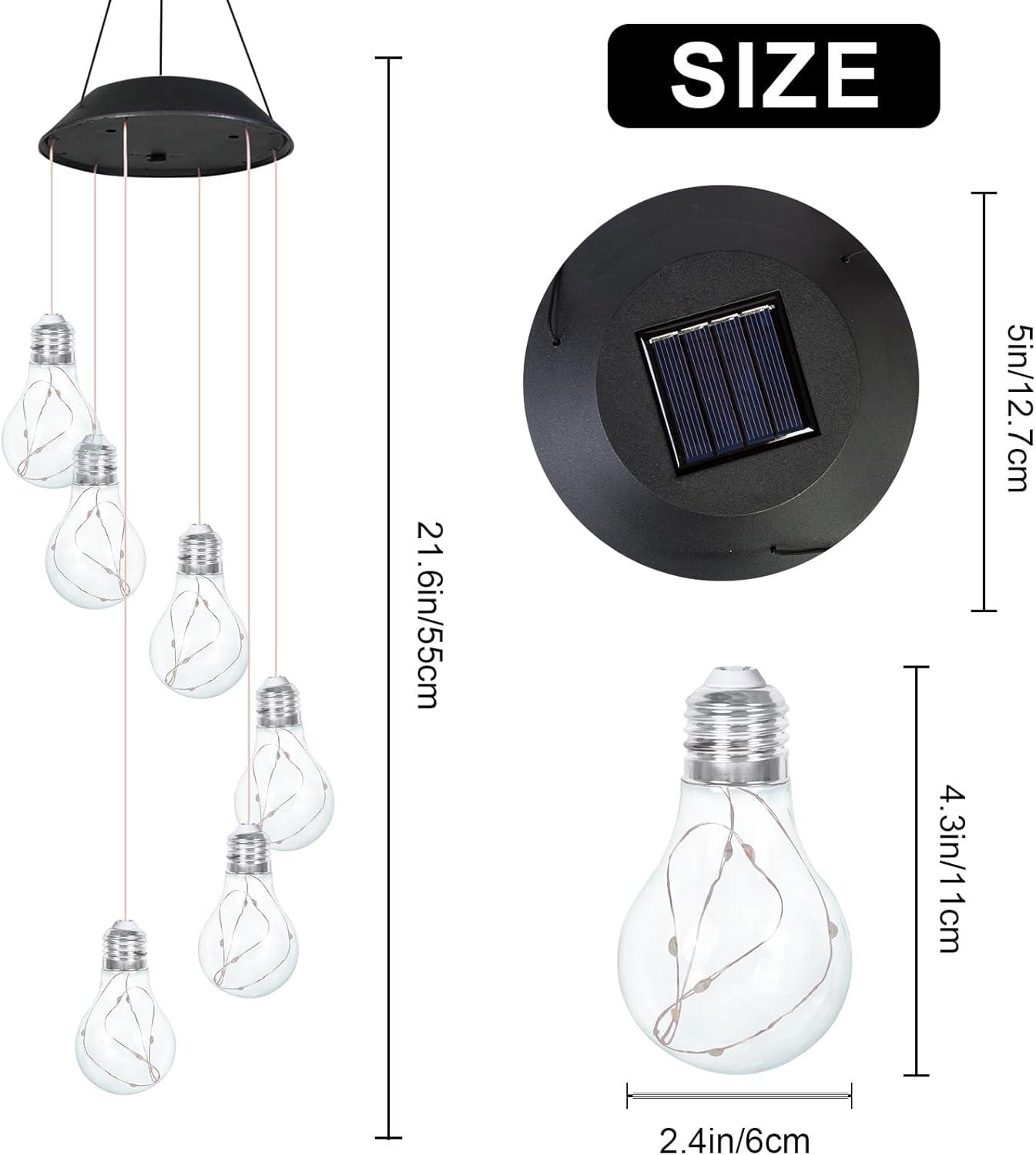 Colorful Lights Solar Wind Chimes for Outside,Wind Chimes Solar Light Bulb Ball for Garden Patio Outdoor Decor,Hanging Lights for Women Grandma Mom Birthday,Christmas Decor for Outdoor Garden Balcony