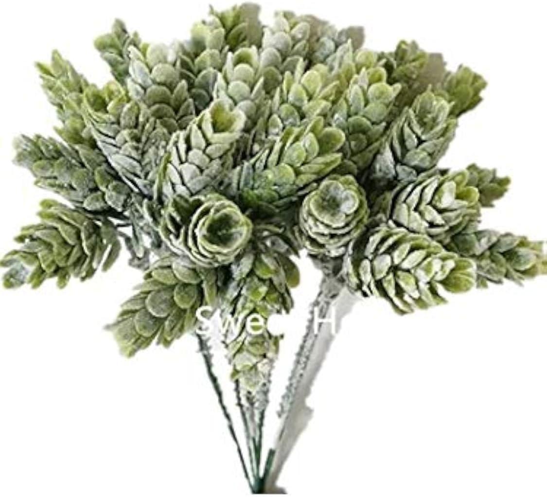 7'' Artificial Hops Greenery Craft Picks for Floral Designs (6 Picks) (Flocked Green)