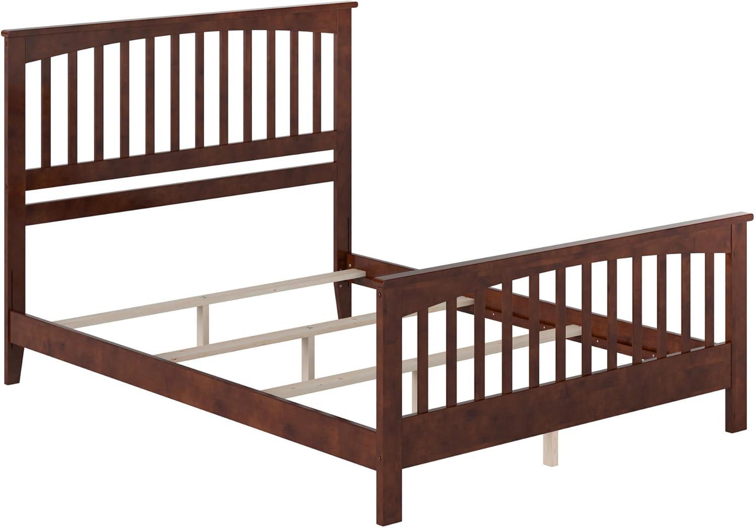 Brooklyn Queen Wood Foundation Bed with Matching Footboard in Walnut