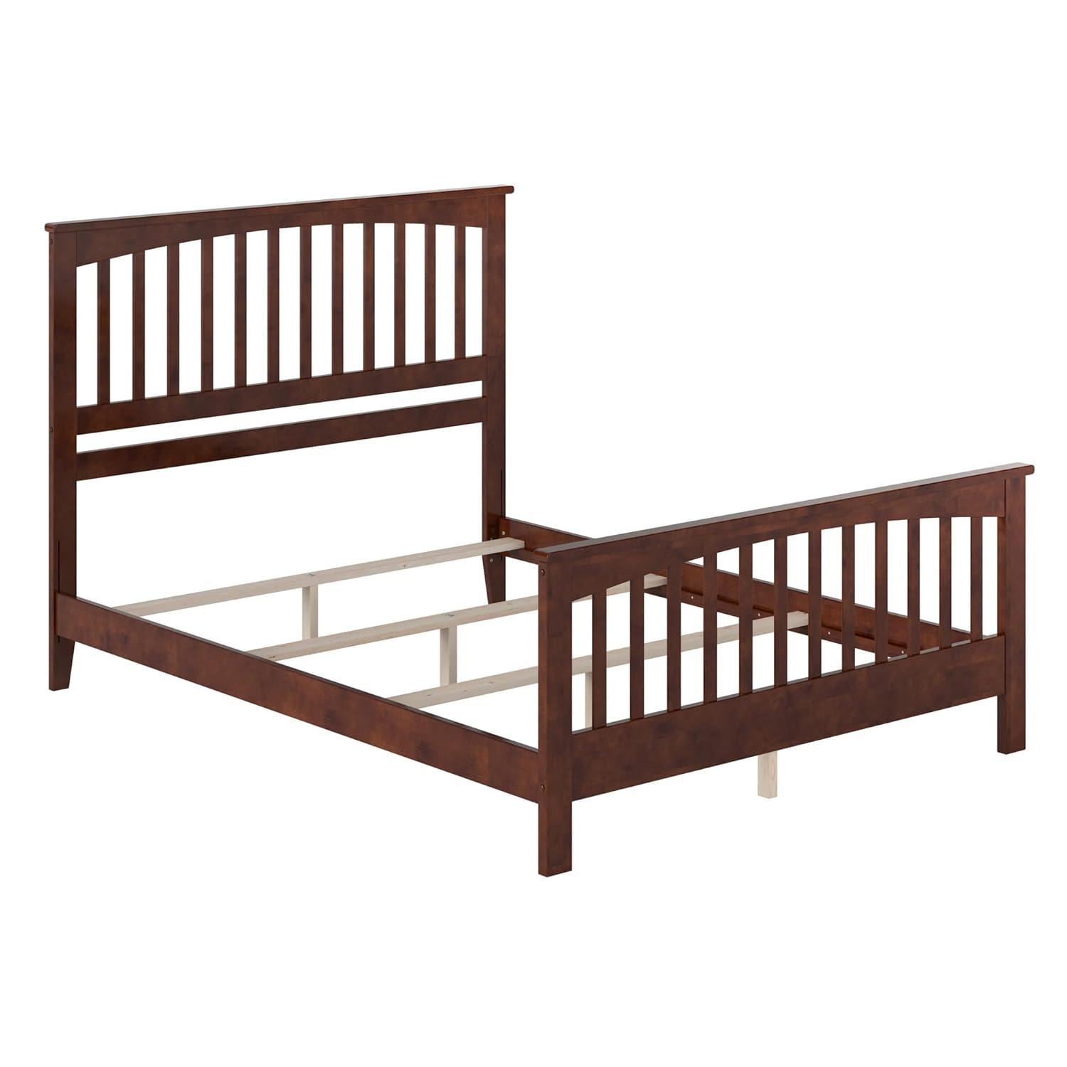 Brooklyn Queen Wood Foundation Bed with Matching Footboard in Walnut