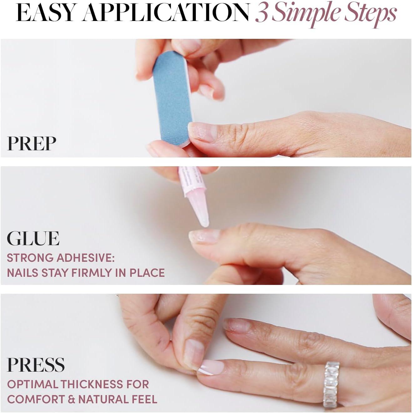 Glamnetic Press-On Nails – Red Affair | Sparkly Red French Tip Nails, Reusable, 30 Count