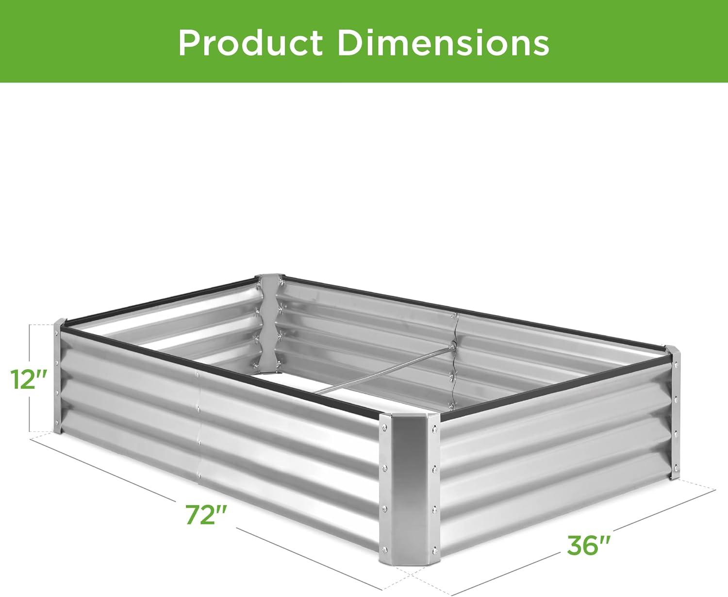 Silver Outdoor Steel Raised Garden Bed Planter Box