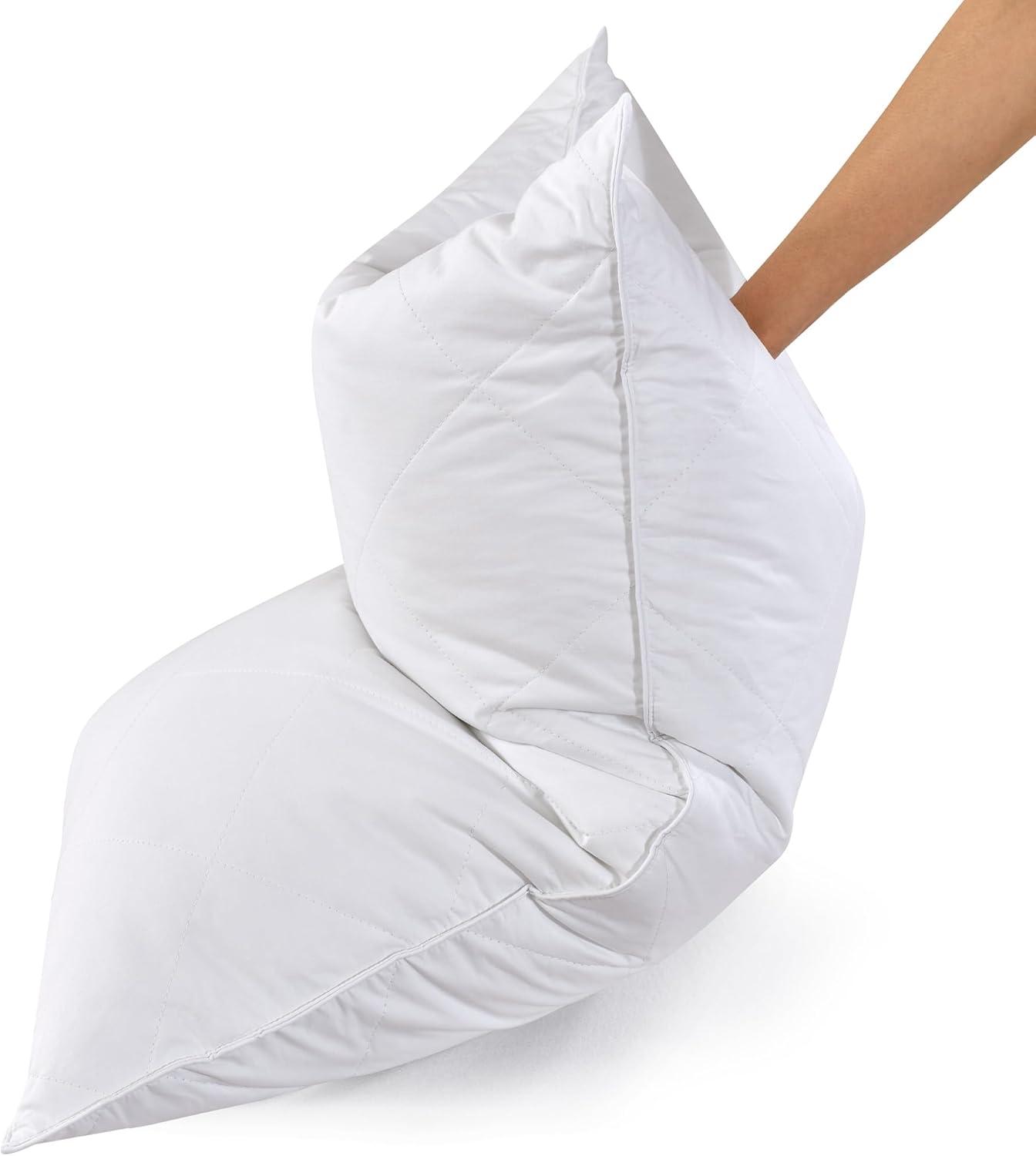 King Size White Goose Feather and Polyester Bed Pillows