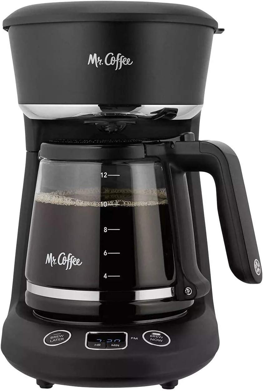 Mr. Coffee 12-Cup Programmable Coffeemaker, Brew Now or Later, Black