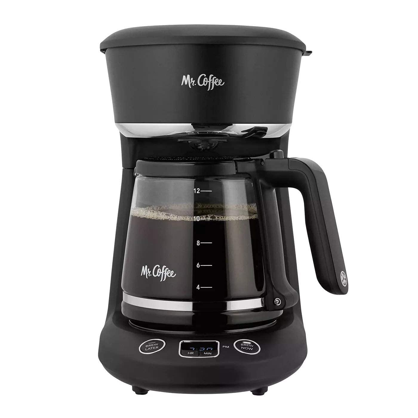 Mr. Coffee 12-Cup Programmable Coffeemaker, Brew Now or Later, Black