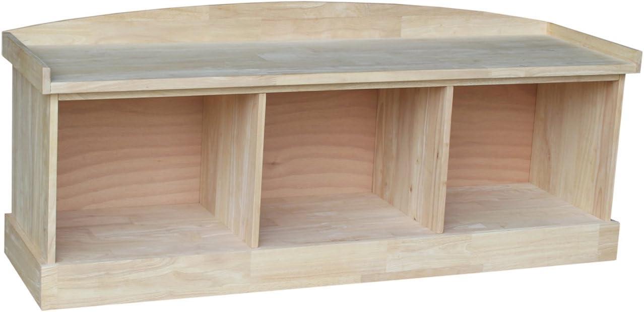 White Wood Coastal Storage Bench with Plinth Base