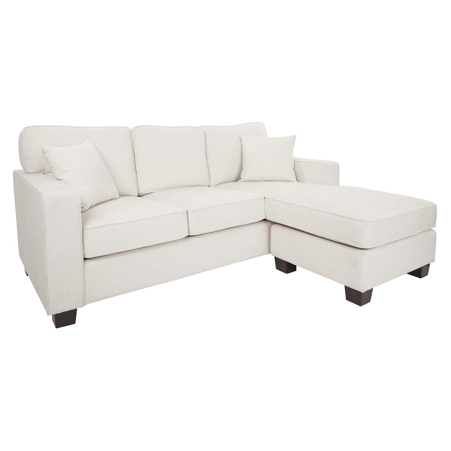 OSP Home Furnishings Russell Sectional with 2 Pillows Off White: Transitional Style, Polyester Upholstery, Wood Frame