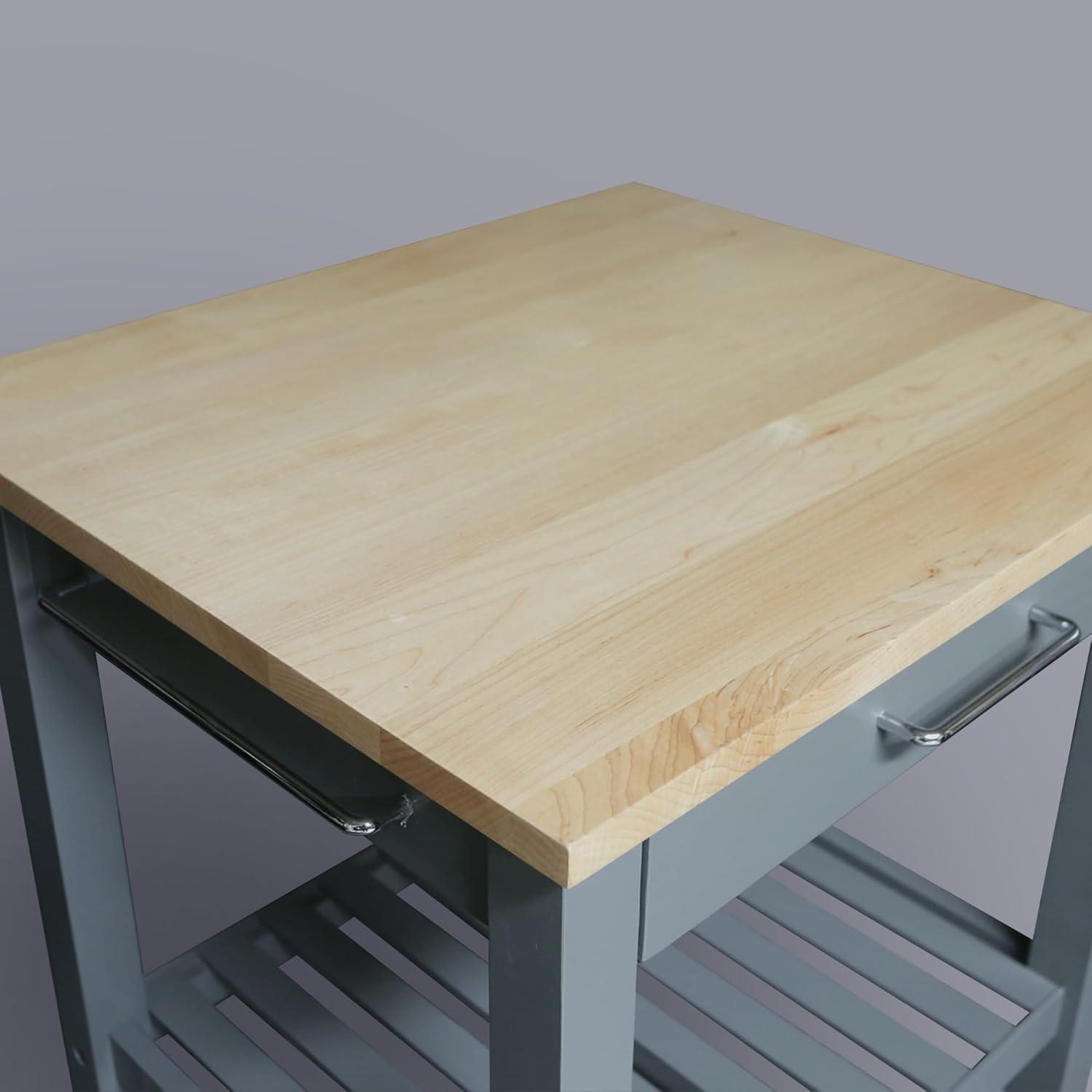 Sunrise Kitchen Island with Solid Wood Top - Slate Gray