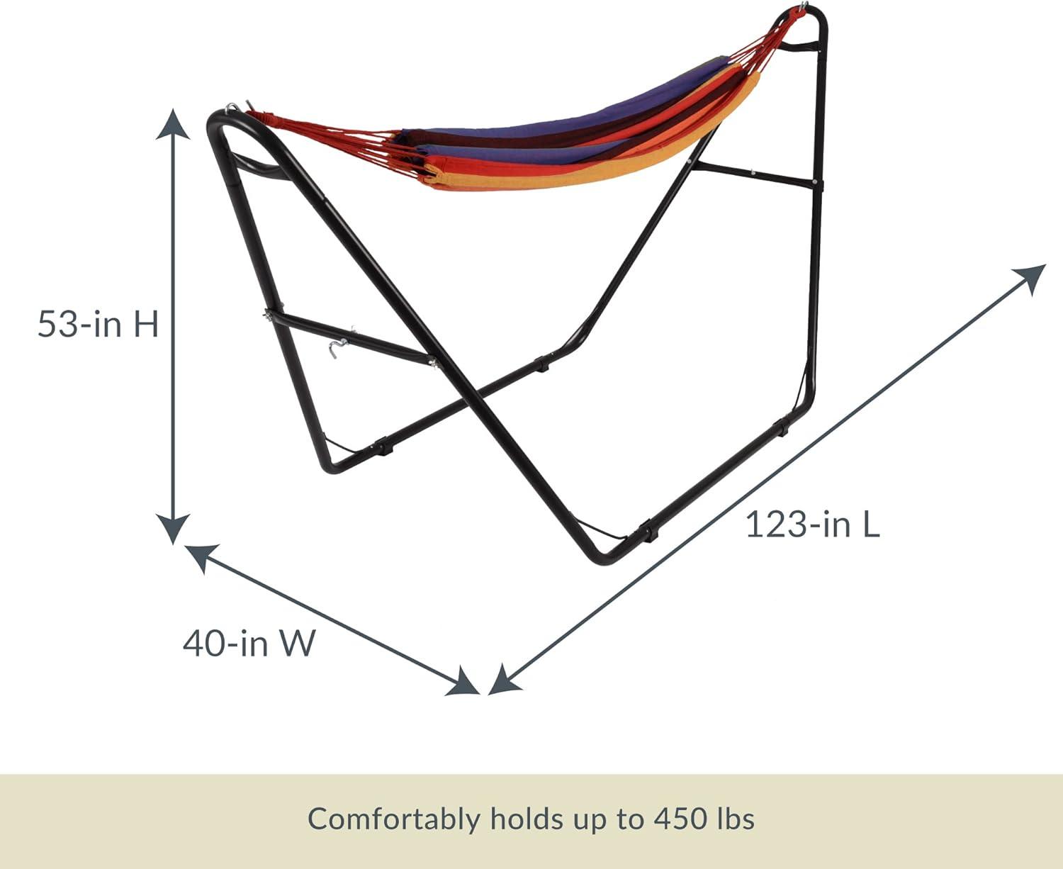 Tropical Stripe Multicolor Polyester Hammock with Steel Frame