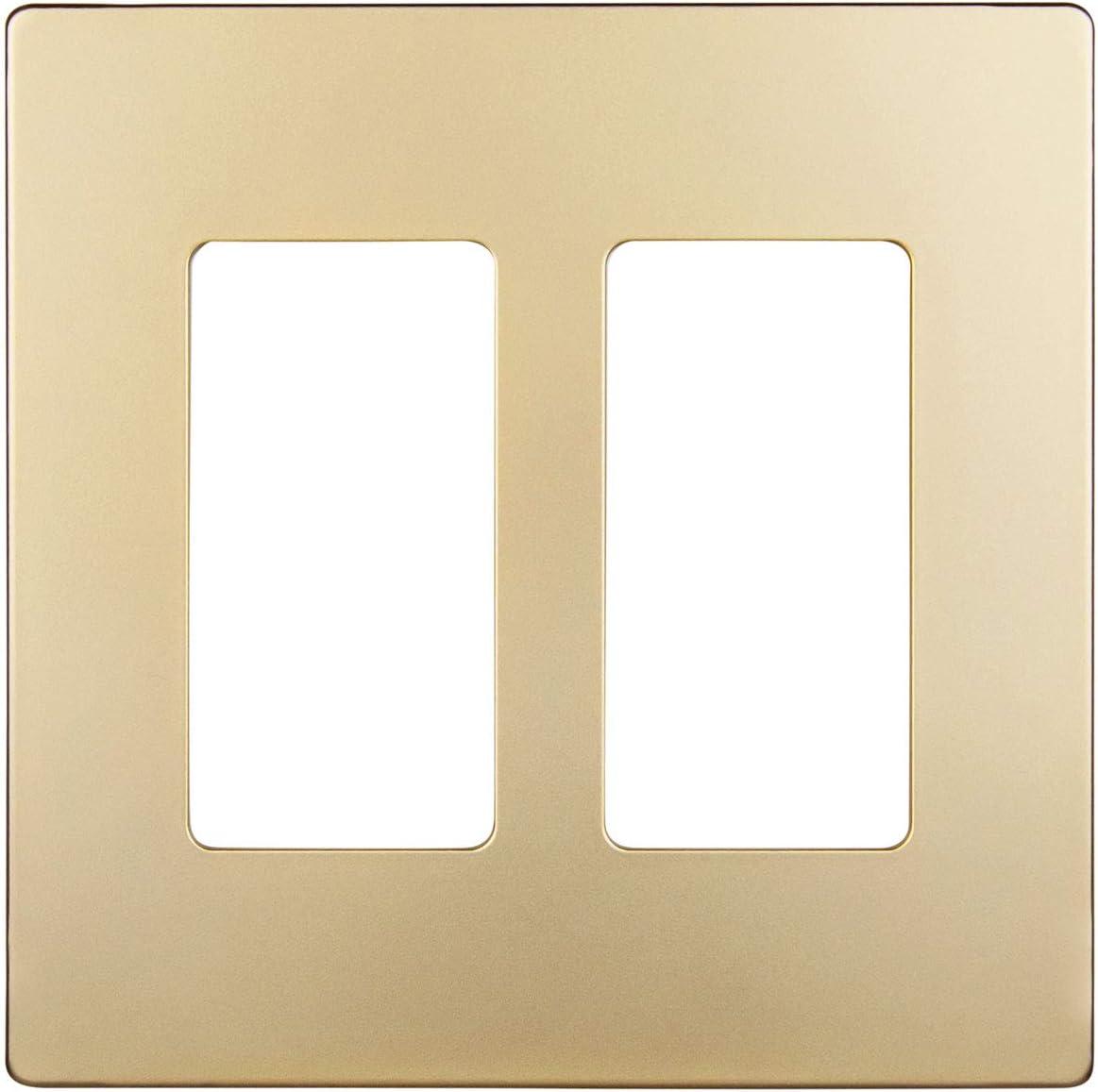 ENERLITES Elite Series Screwless Decorator Wall Plate Child Safe Outlet Cover, Gloss Finish, Size 2-Gang 4.68" H x 4.73" L, Unbreakable Polycarbonate Thermoplastic, SI8832-GD, Gold