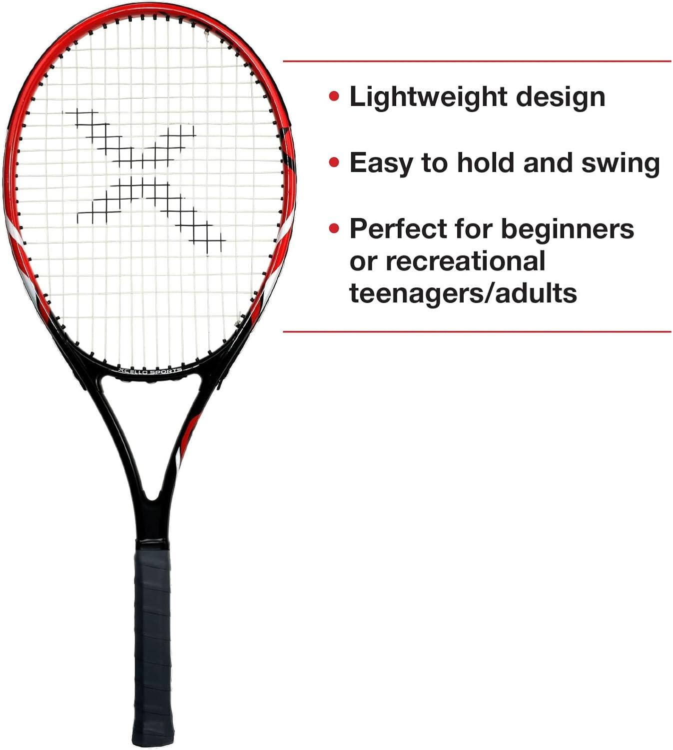 Excello Global Products Xcello Sports Aluminum Racket Set with 2 Tubes of Tennis Balls and 2 Covers