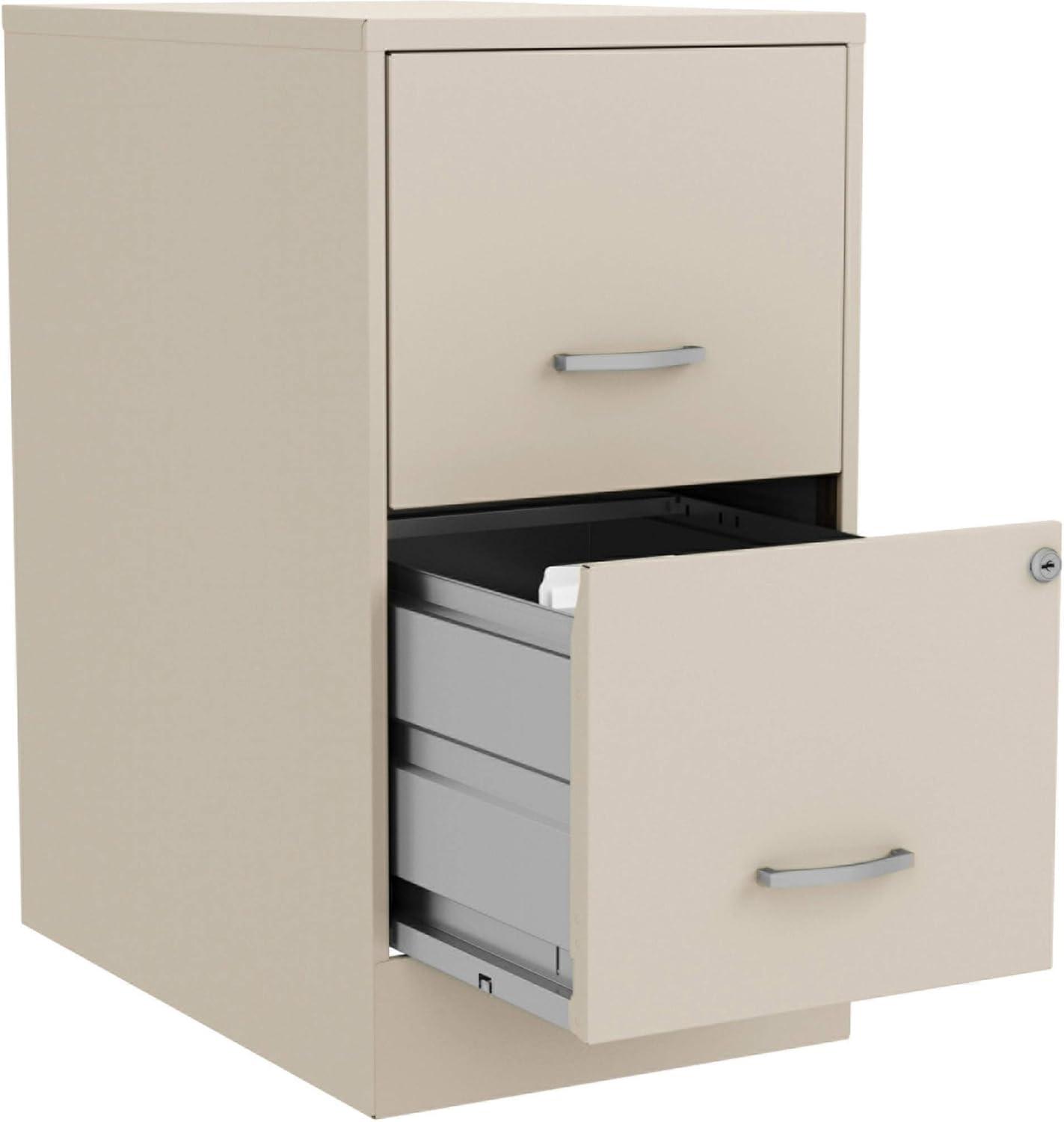 Beige Steel 2-Drawer Lockable Vertical File Cabinet