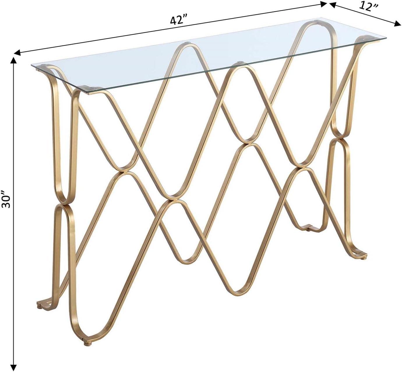 Convenience Concepts Neptune Console Table in Glass Top and Gold Metal Frame Finish