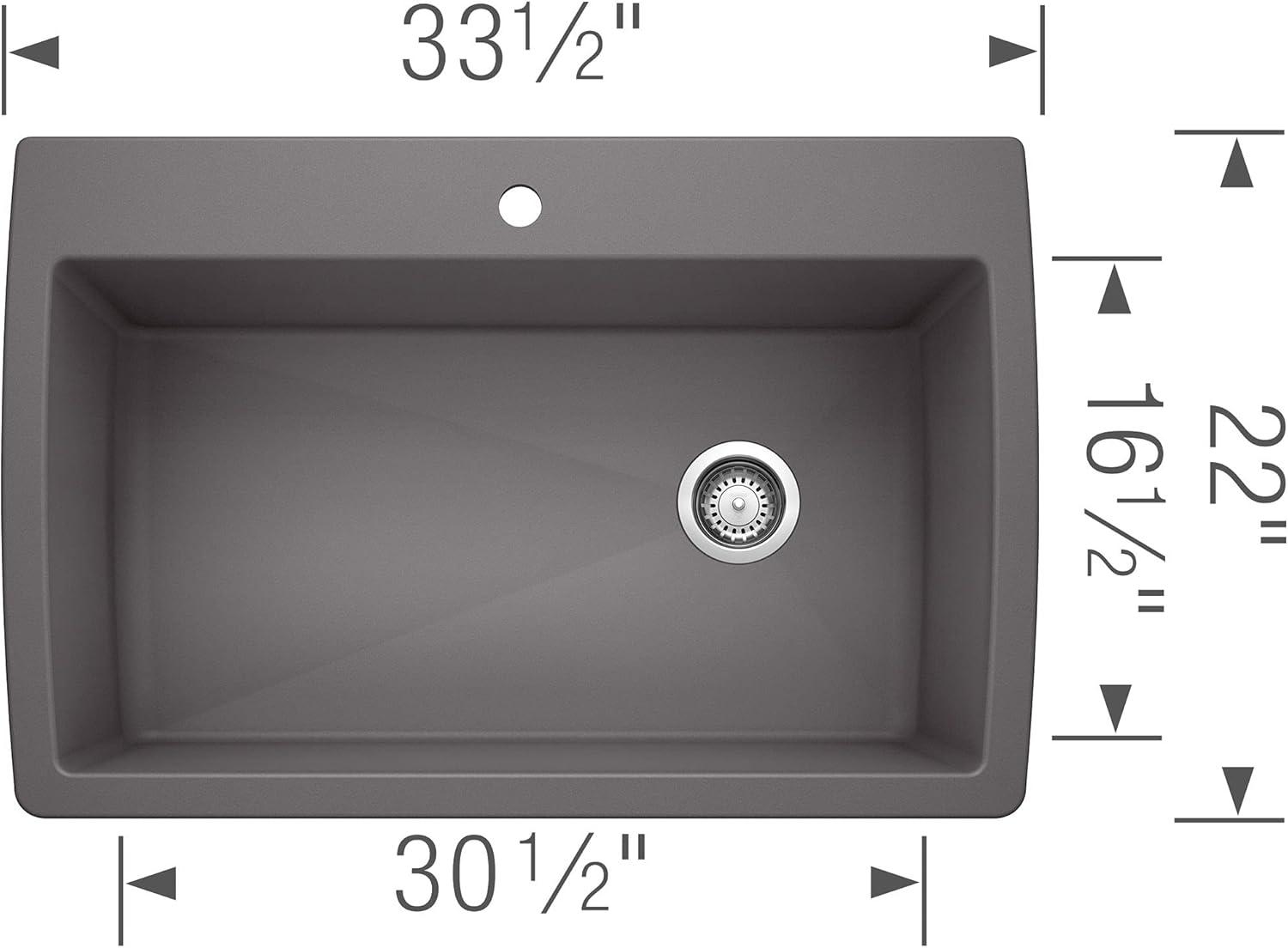 Diamond SILGRANIT 33.5" L x 22" W Super Single Drop-in/Undermount Kitchen Sink