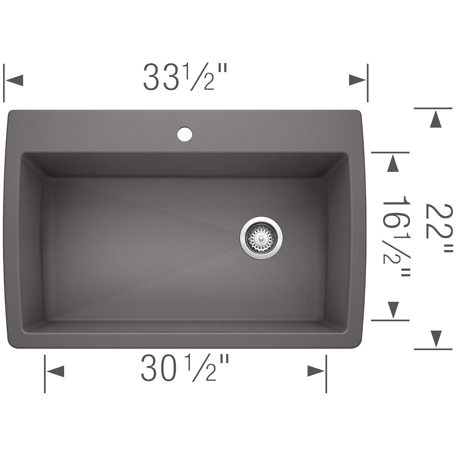 Diamond SILGRANIT 33.5" L x 22" W Super Single Drop-in/Undermount Kitchen Sink
