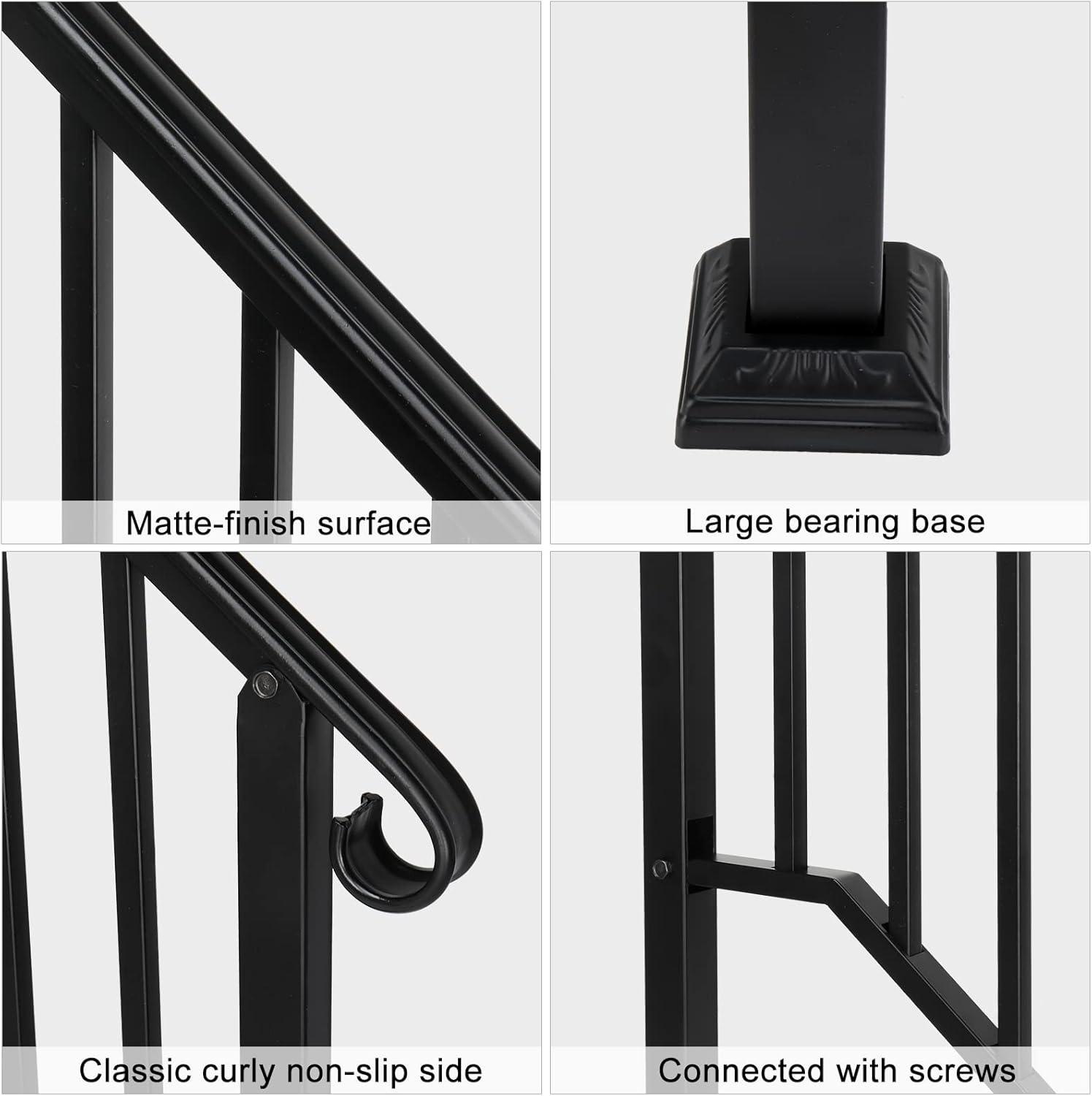 Handrails for Outdoor Steps,Fit 2 or 3 Steps Outdoor Stair Railing - Bed  Bath \u0026 Beyond - 40521666, image size:1495x1500