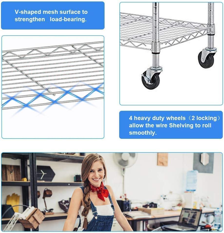 SafeRacks 6 Tiered Storage Shelves w/Heavy Duty Steel Wire Shelving Unit, Silver