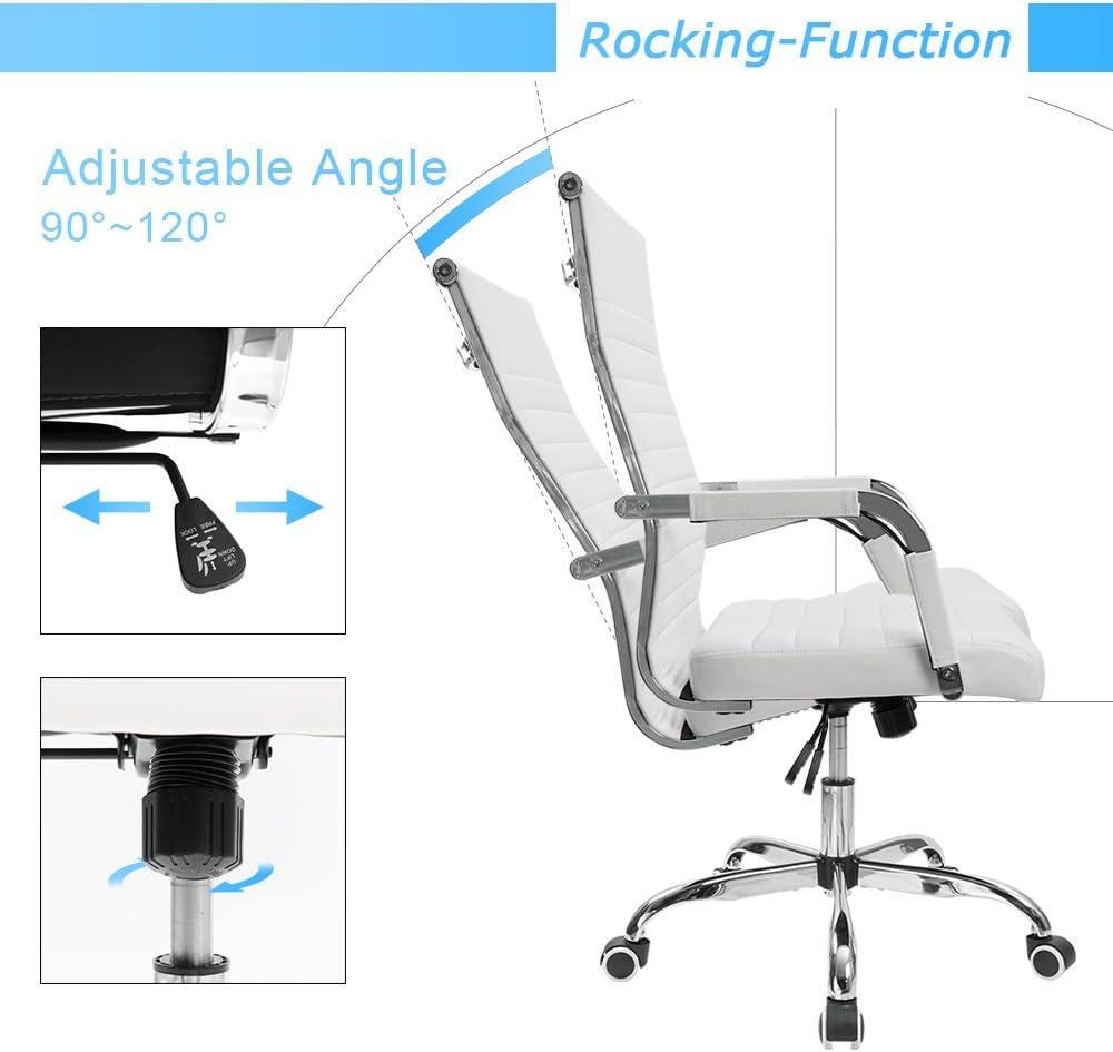 White PU Leather Executive Swivel Office Chair