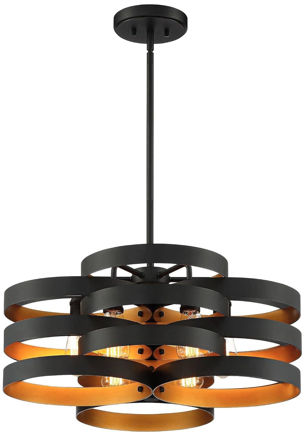 Possini Euro Design Zia Black Gold Chandelier 25 1/2" Wide Modern 6-Light Fixture for Dining Room House Foyer Kitchen Island Entryway Bedroom Home