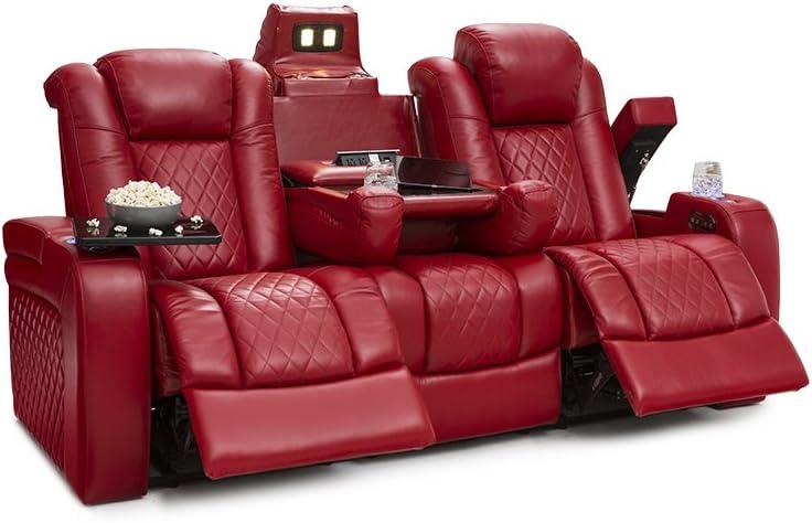 Seatcraft Anthem Red Leather Sofa | Powered Headrest | Power Recline