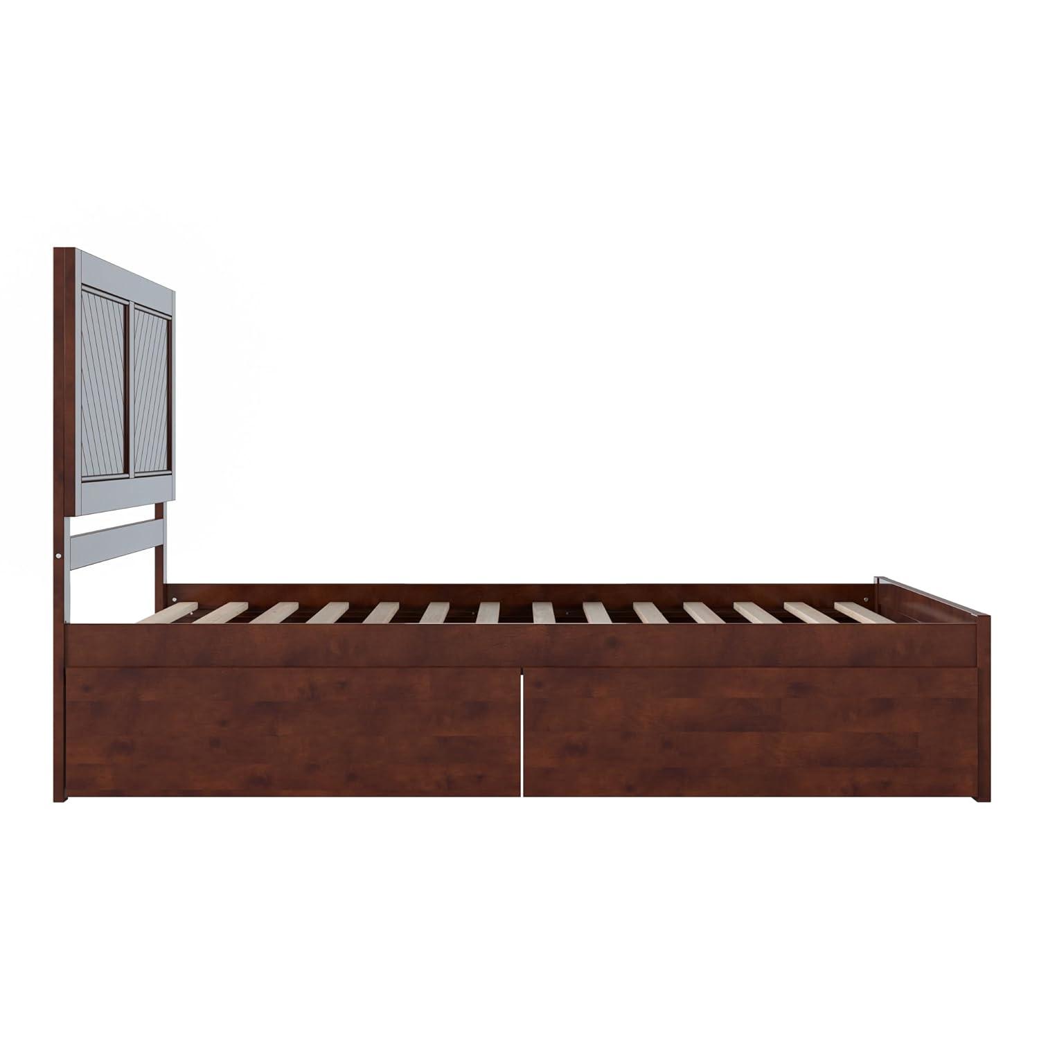 AFI Canyon Walnut Solid Wood Platform Bed with Matching Footboard & Storage Drawers, Queen