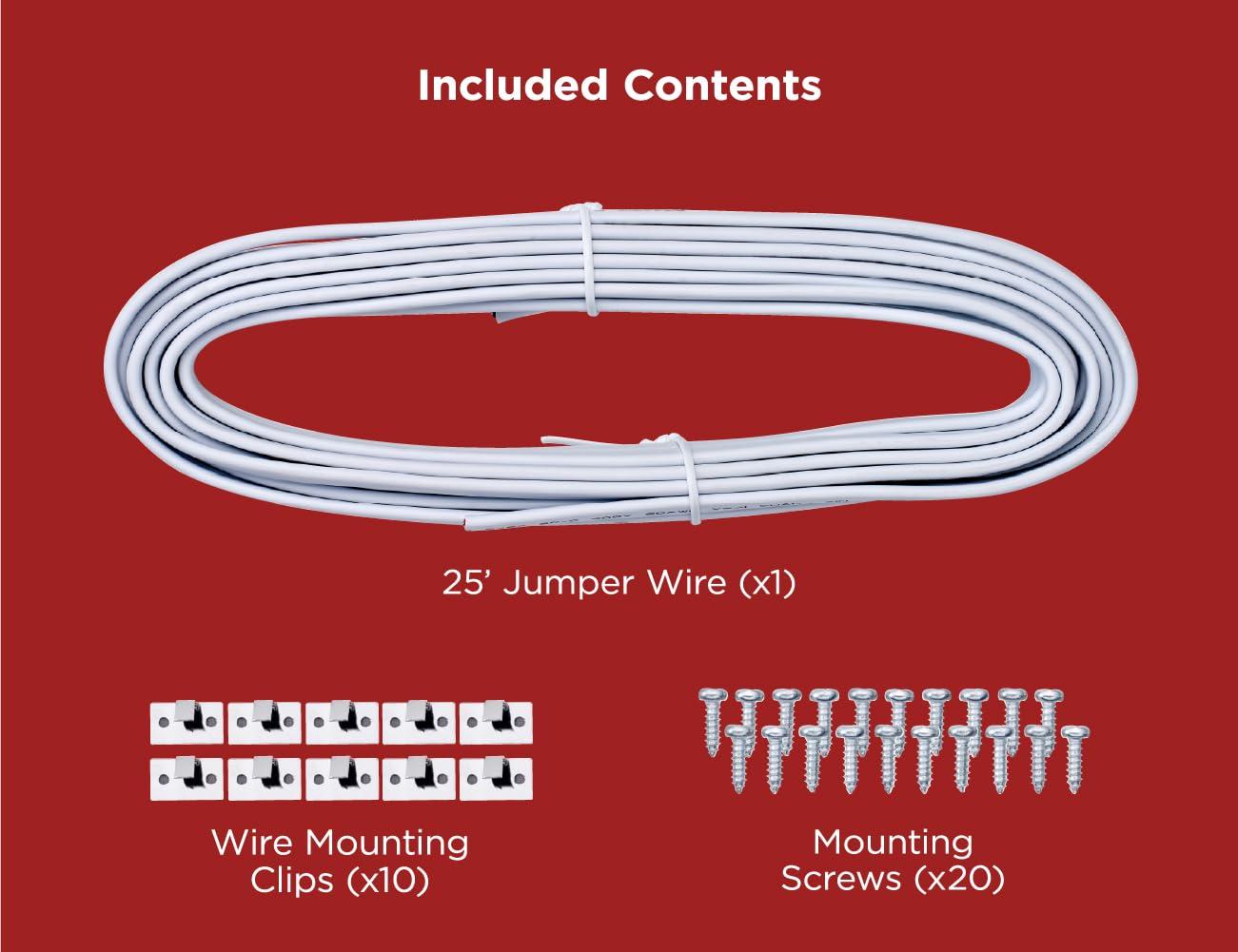 BLACK+DECKER PureOptics Professional Push Wire 25' Jumper Wire Spool for Under Cabinet Lighting, Flat 5/16" or 8mm Cable, 4-Core CL2 Compliant, Non-Metallic, White
