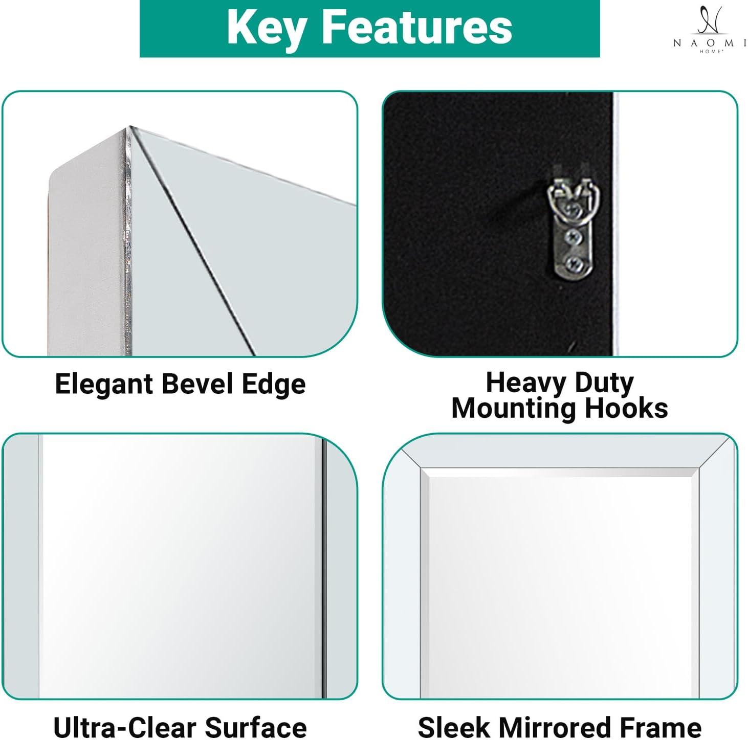 Mirrored Bevel Floor Mirror 70" x 30" by Naomi Home