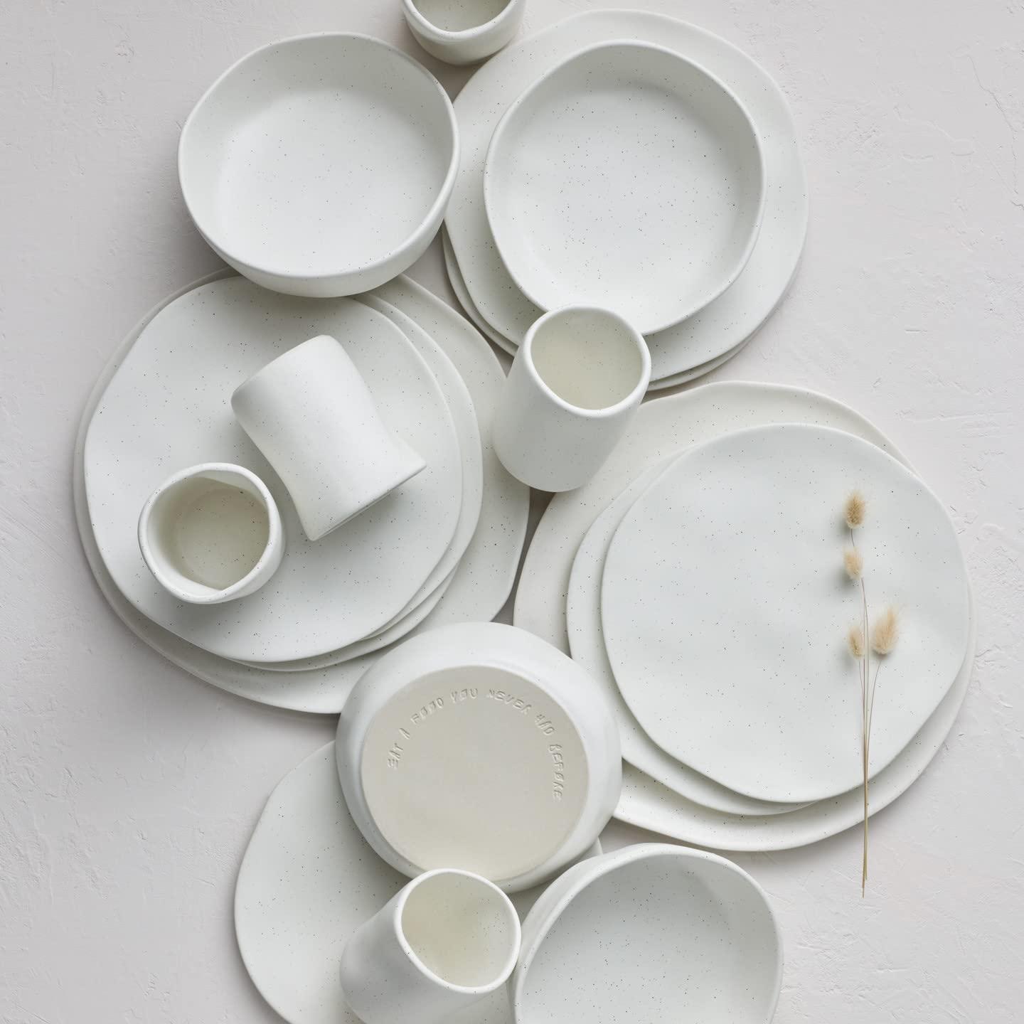 Stone by Mercer Project Hekonda Stoneware 16-Piece Dinnerware Set, White Speckled