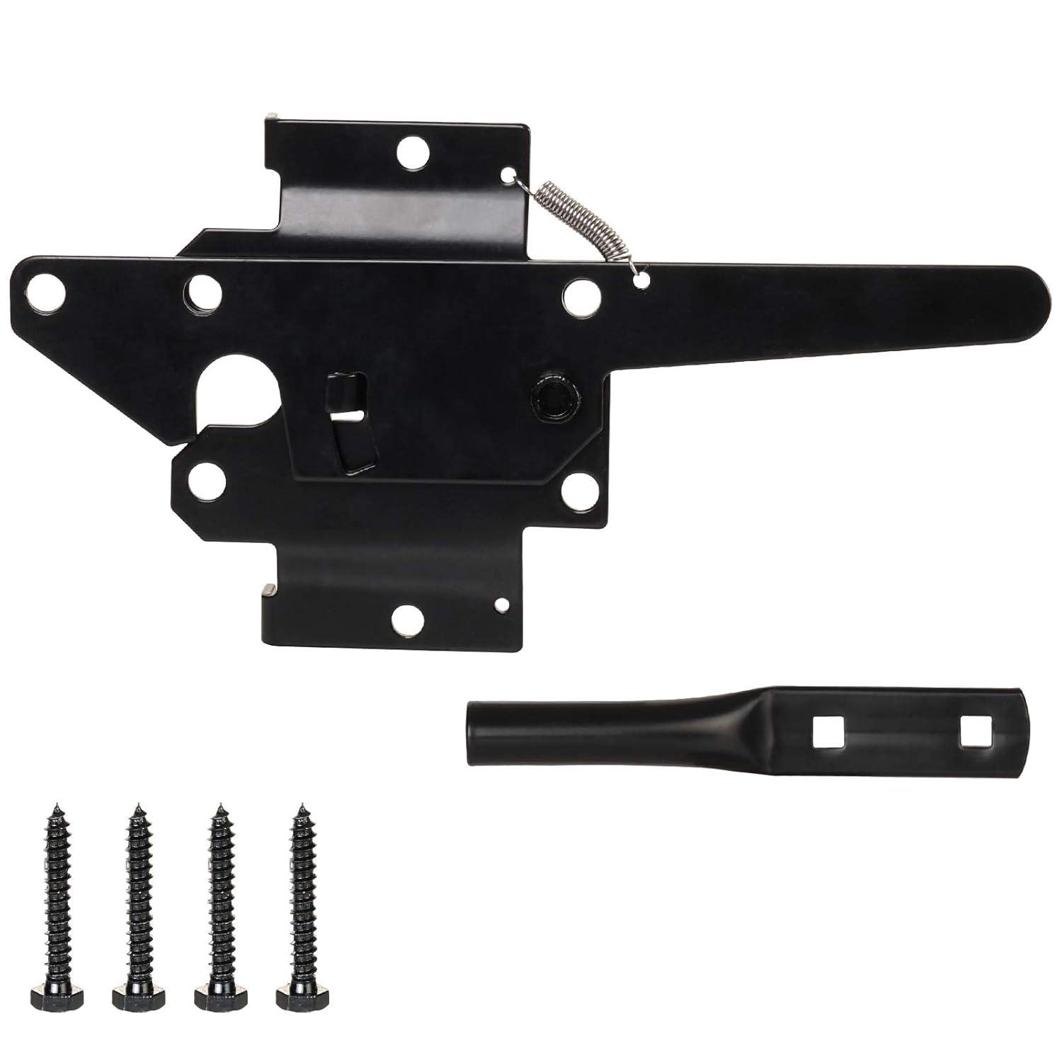 Heavy Duty Automatic Gate Latch for Wooden Fences,Self Locking Metal Gates for Vinyl Fence Outswinging Pool Gate Door Latches, Black
