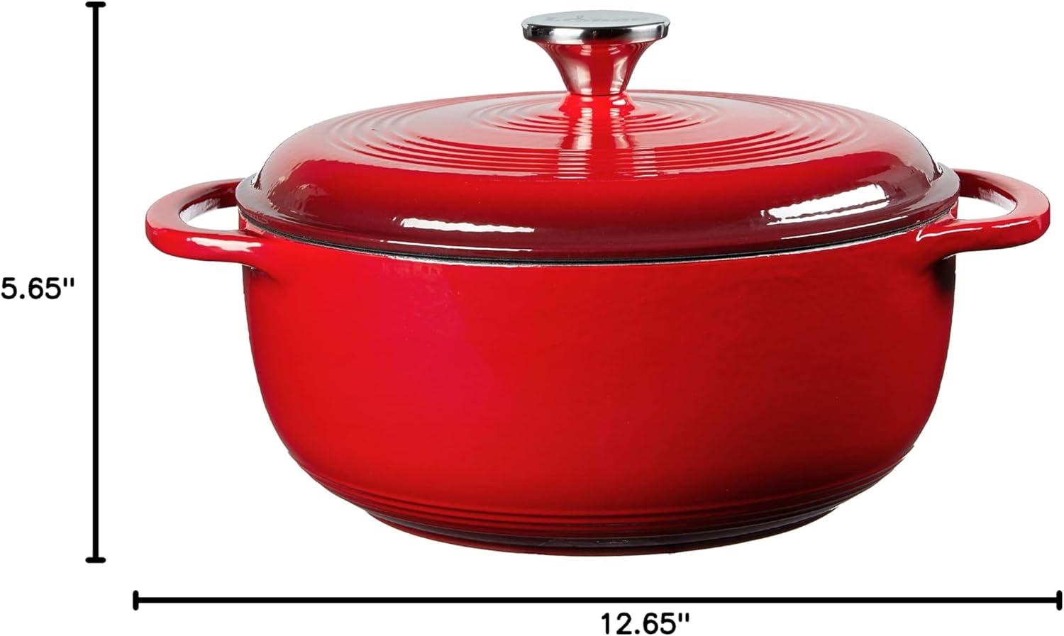 Lodge Cast Iron 4.5 Quart Enameled Dutch Oven, Red