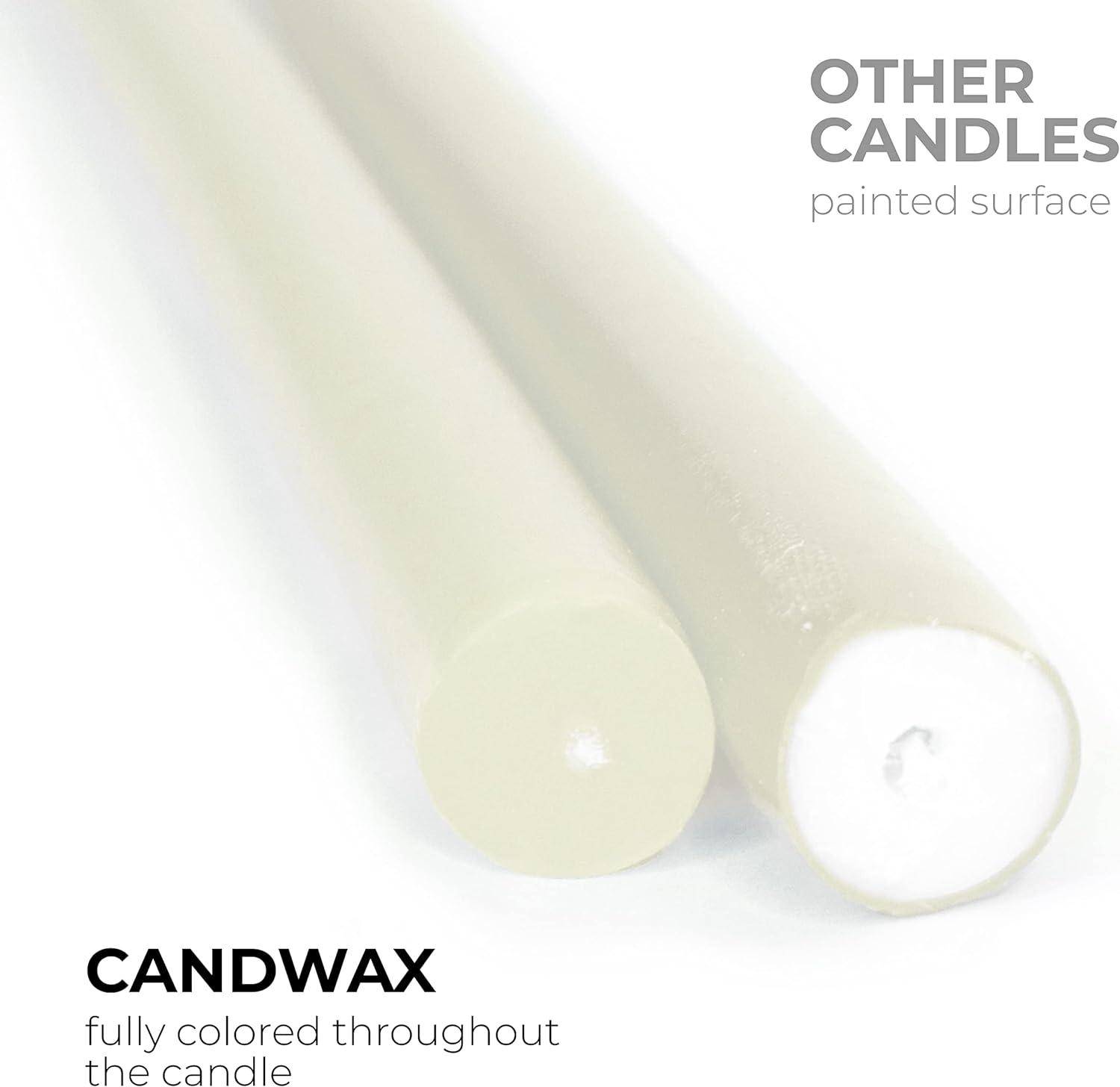 CANDWAX 10 inch Taper Candles Pack of 4 - Dripless Taper Candles and Unscented Candlesticks - Perfect as Dinner Candles and Household Candles - Ivory Candles