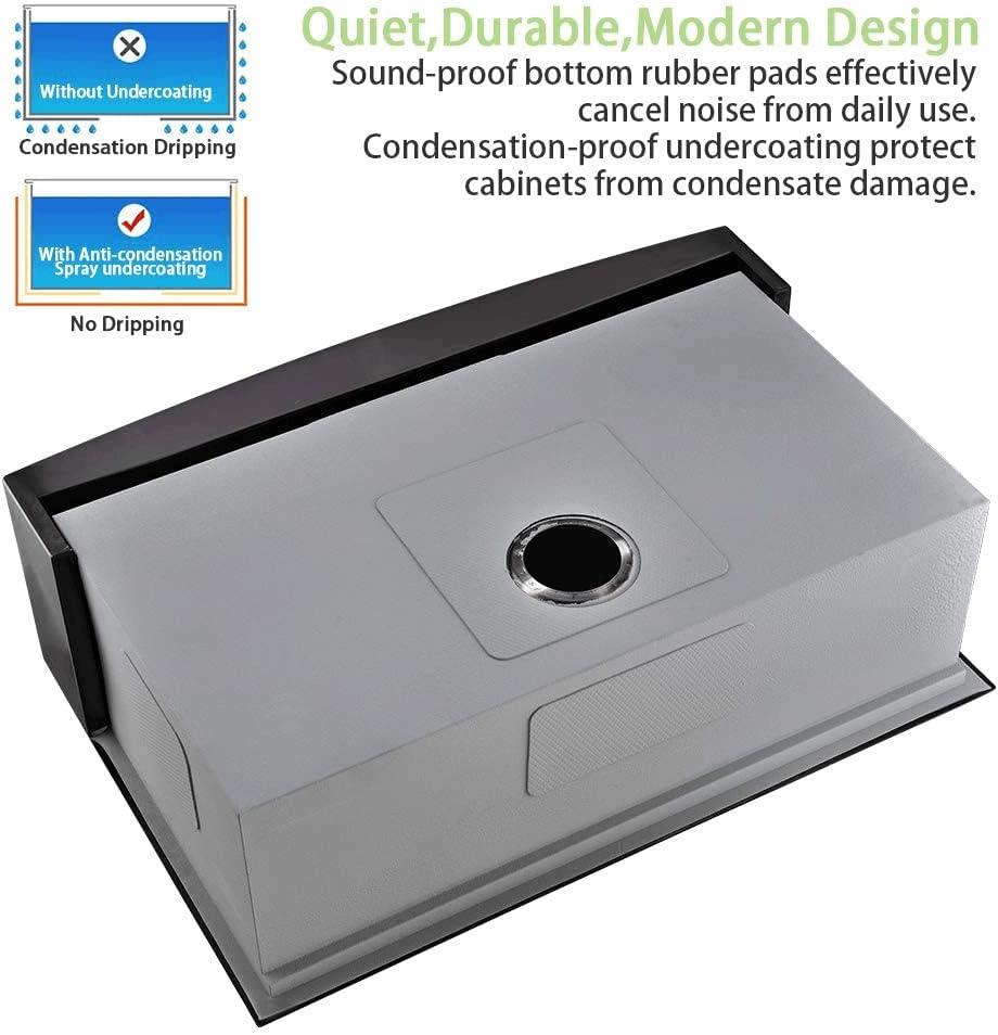 Black Farmhouse Sink 33 Inch - VALISY 33x22 Apron Front Farmhouse Kitchen Sink 16 Gauge Stainless Steel Undermount Ledge Workstation Deep Single Bowl Luxury Rustic Farm Sink with All Accessories