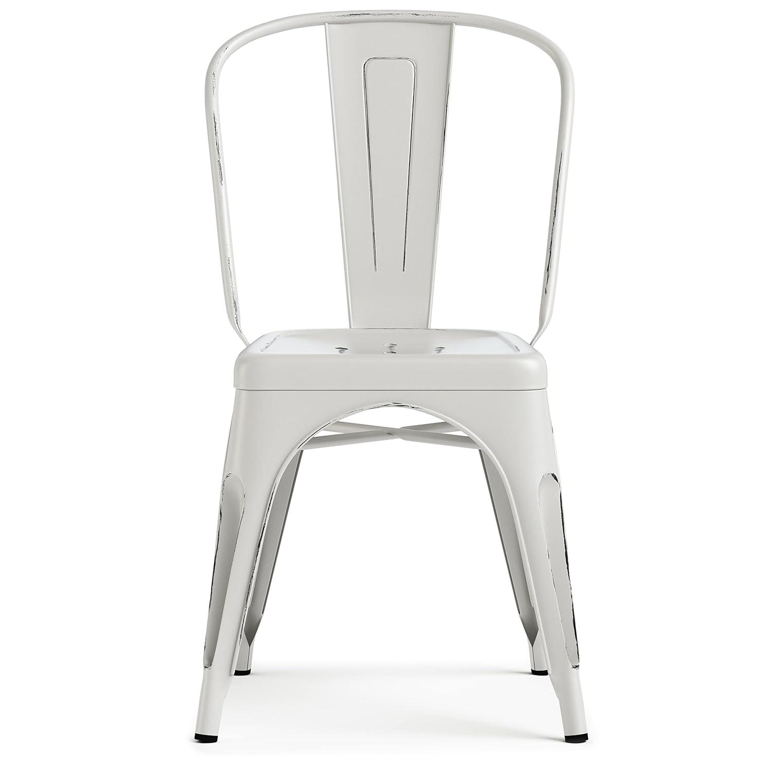 Simpli Home Fletcher Industrial Iron Dining Chair with Stackable Design and Protective Rubber Caps (Set of 2) (Set of 2)
