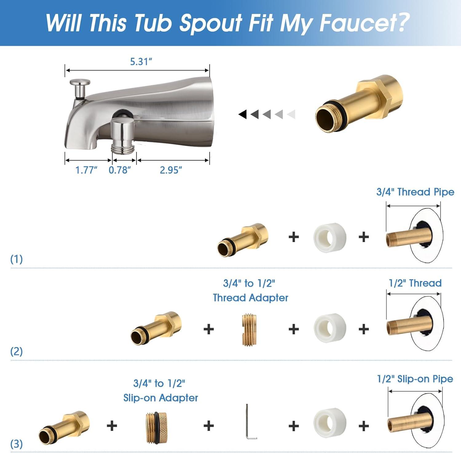 Tub Spout with Diverter, Bathtub Spout for Hand Shower,Brushed Nickel