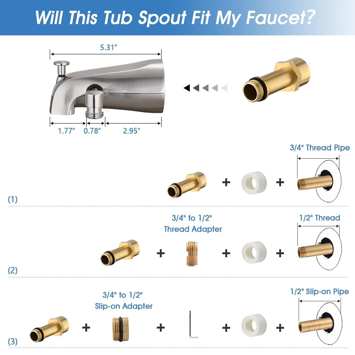Tub Spout with Diverter, Bathtub Spout for Hand Shower,Brushed Nickel