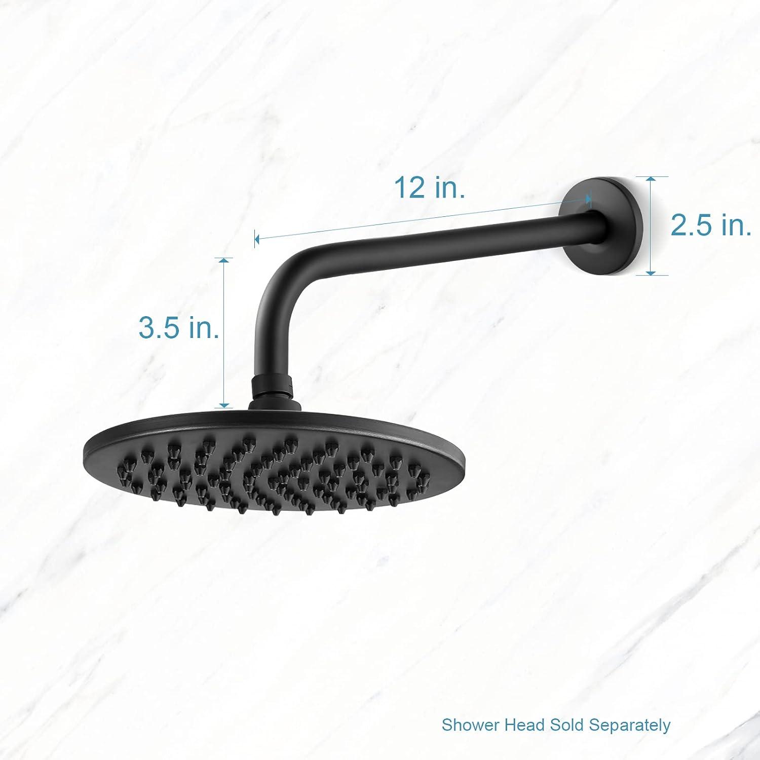 Matte Black 12-Inch Wall Mount Shower Arm