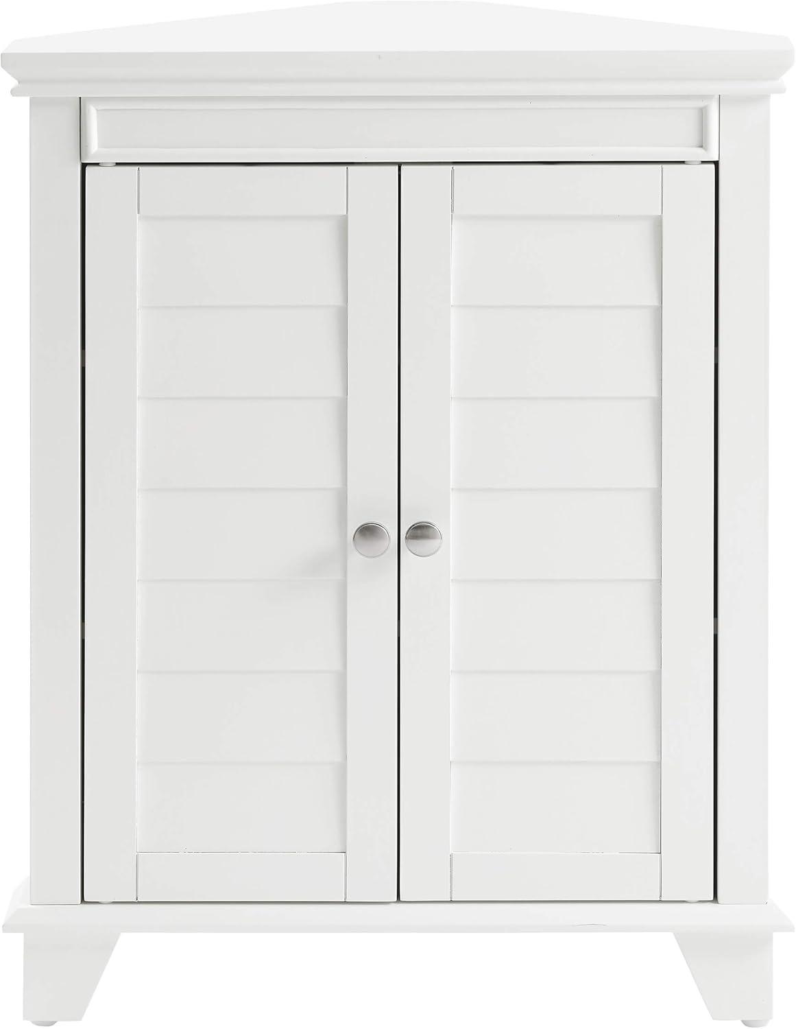 White Wooden Corner Bathroom Cabinet with Adjustable Shelves