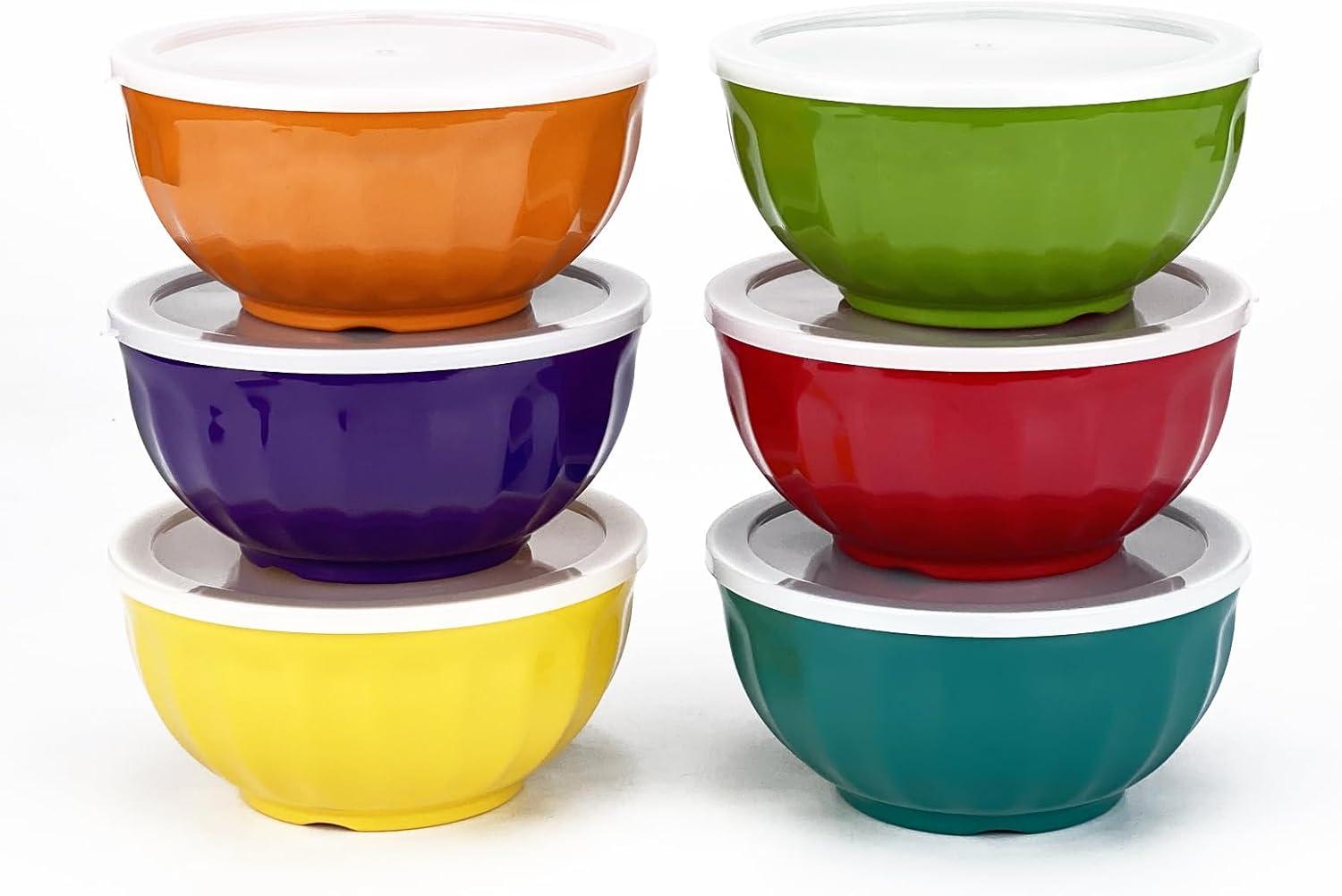 Rainbow Melamine 6-Piece Assorted Color Bowl Set