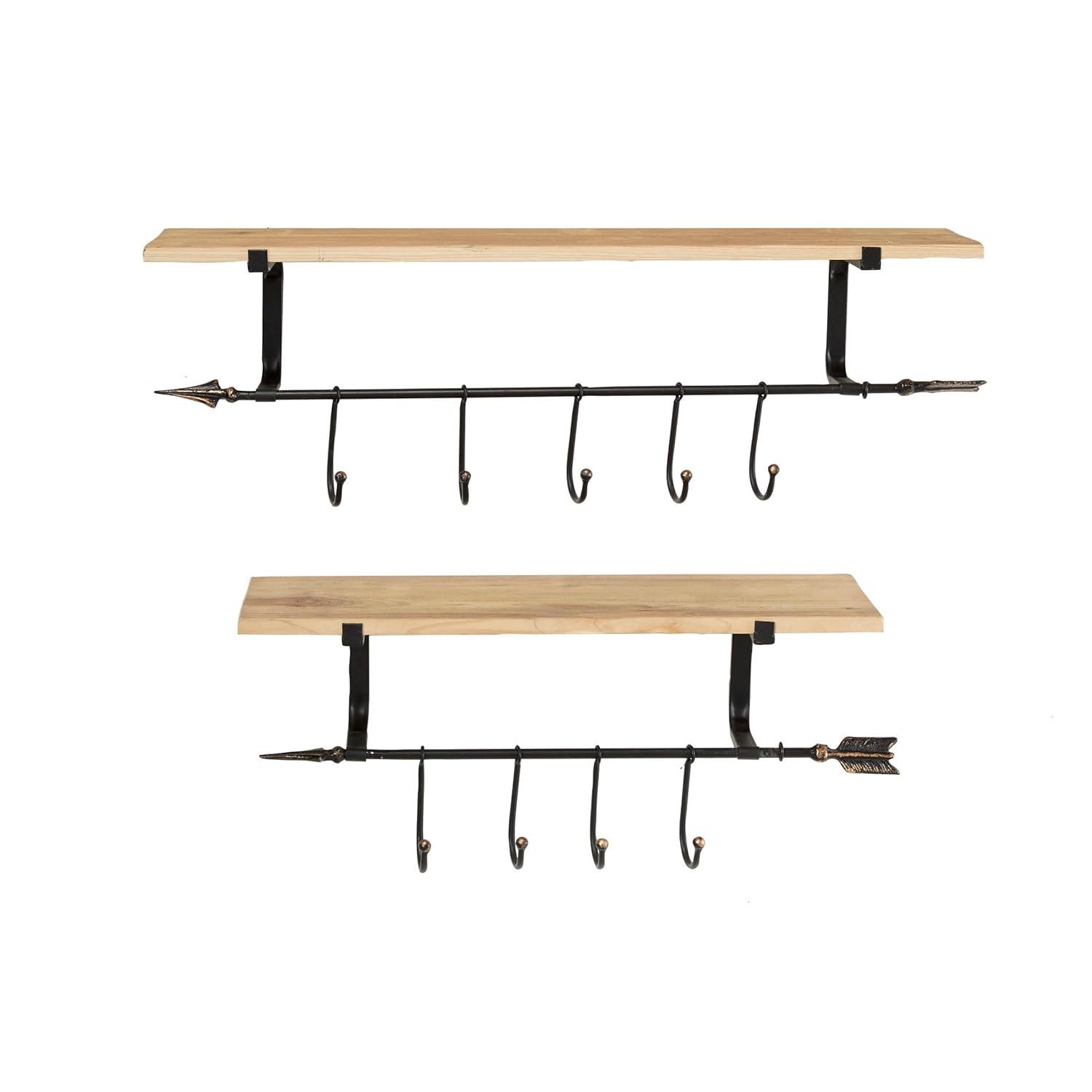 DecMode 24",19",14"L Metal Industrial Wall Shelf, Black, 3 - Pieces