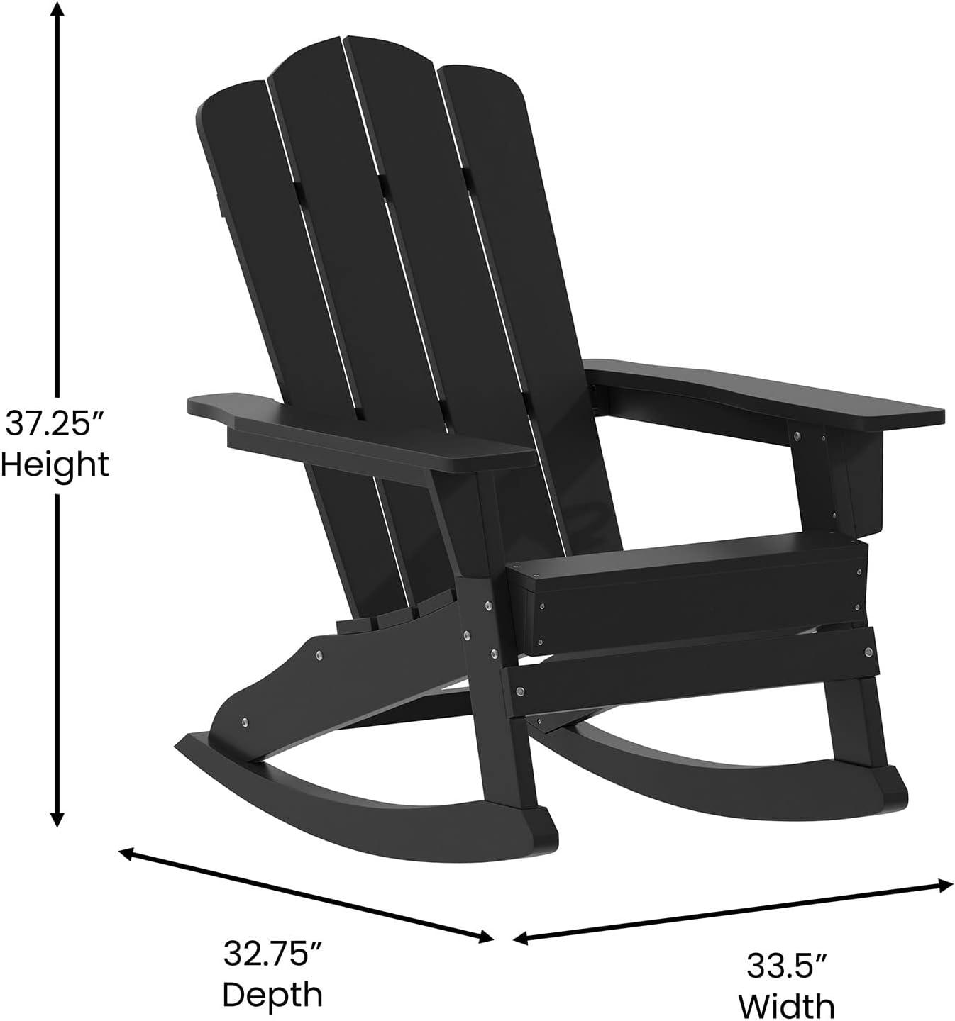 Black HDPE Adirondack Rocking Chair with Armrests