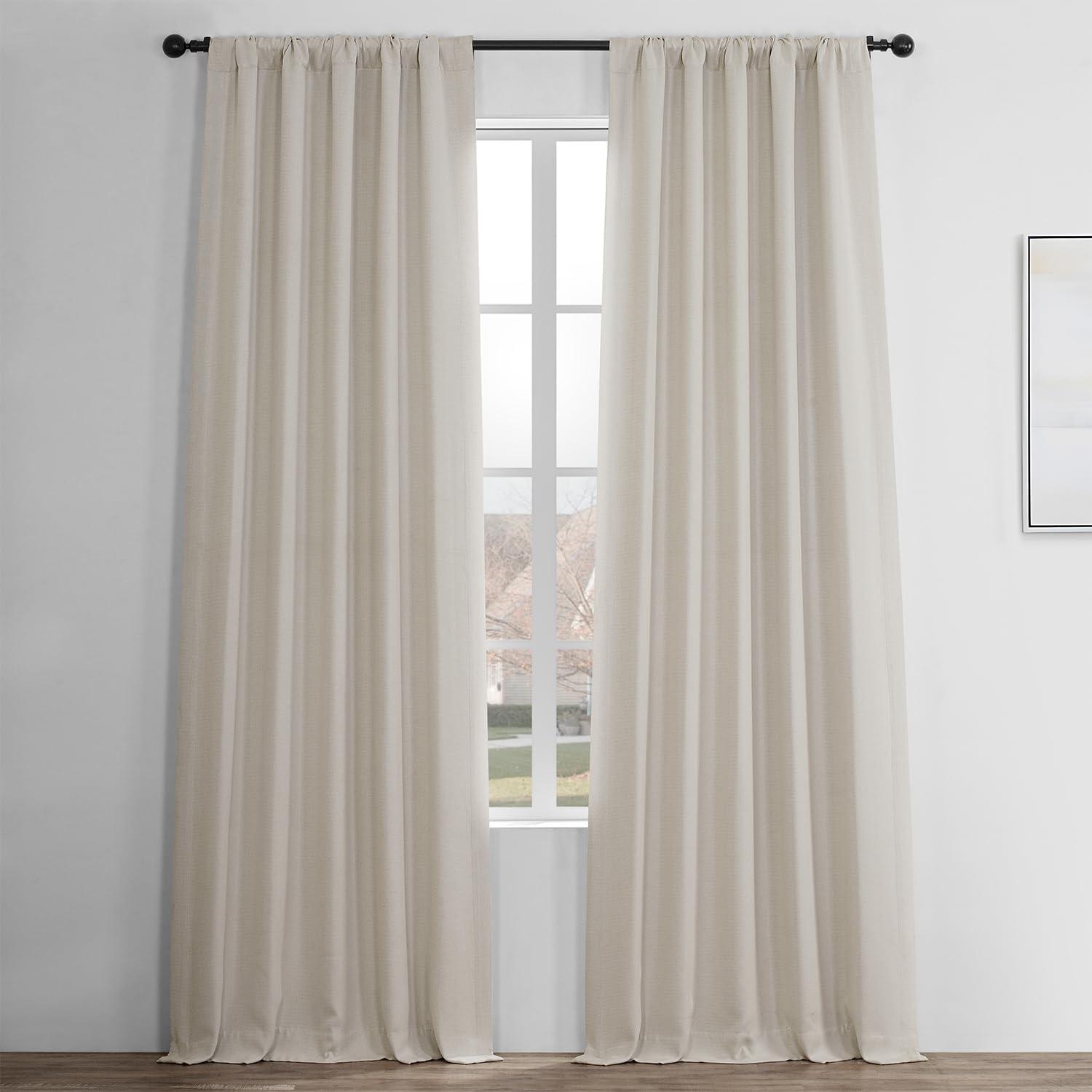 Birch Faux Linen Room Darkening Curtain (1 Panel), Birch, 50W X 96L