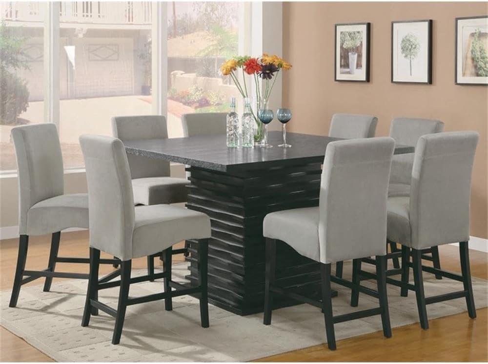 Pemberly Row 9-Piece Black and Gray Wood Dining Set