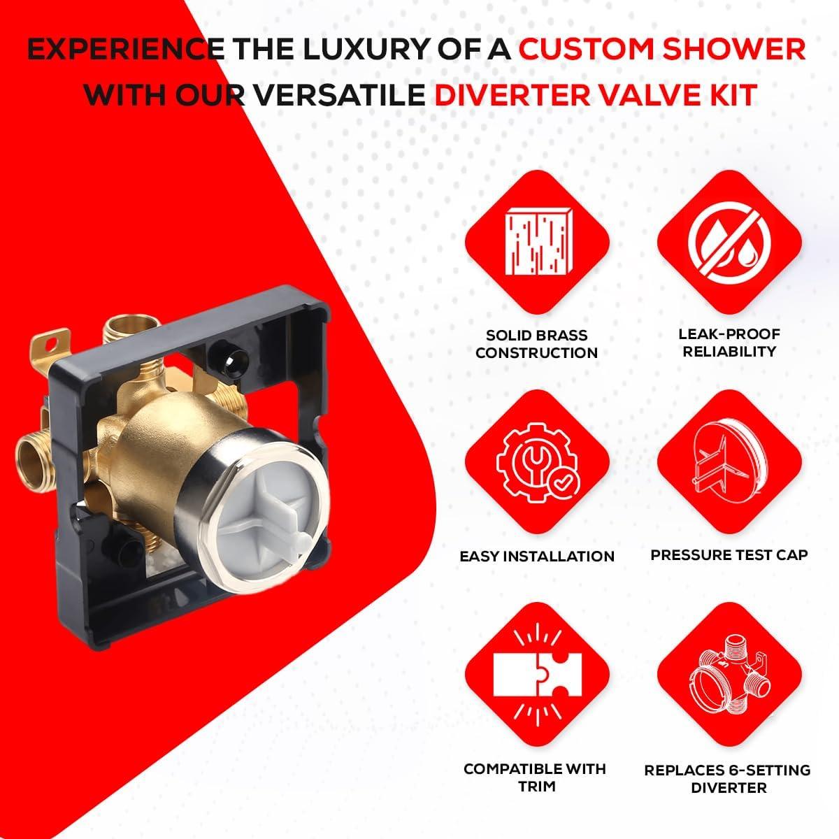 R10000 UNBXHF Shower Valve Body, for Shower Faucet Decoration Kit, Bathroom Concealed Valve Diverter