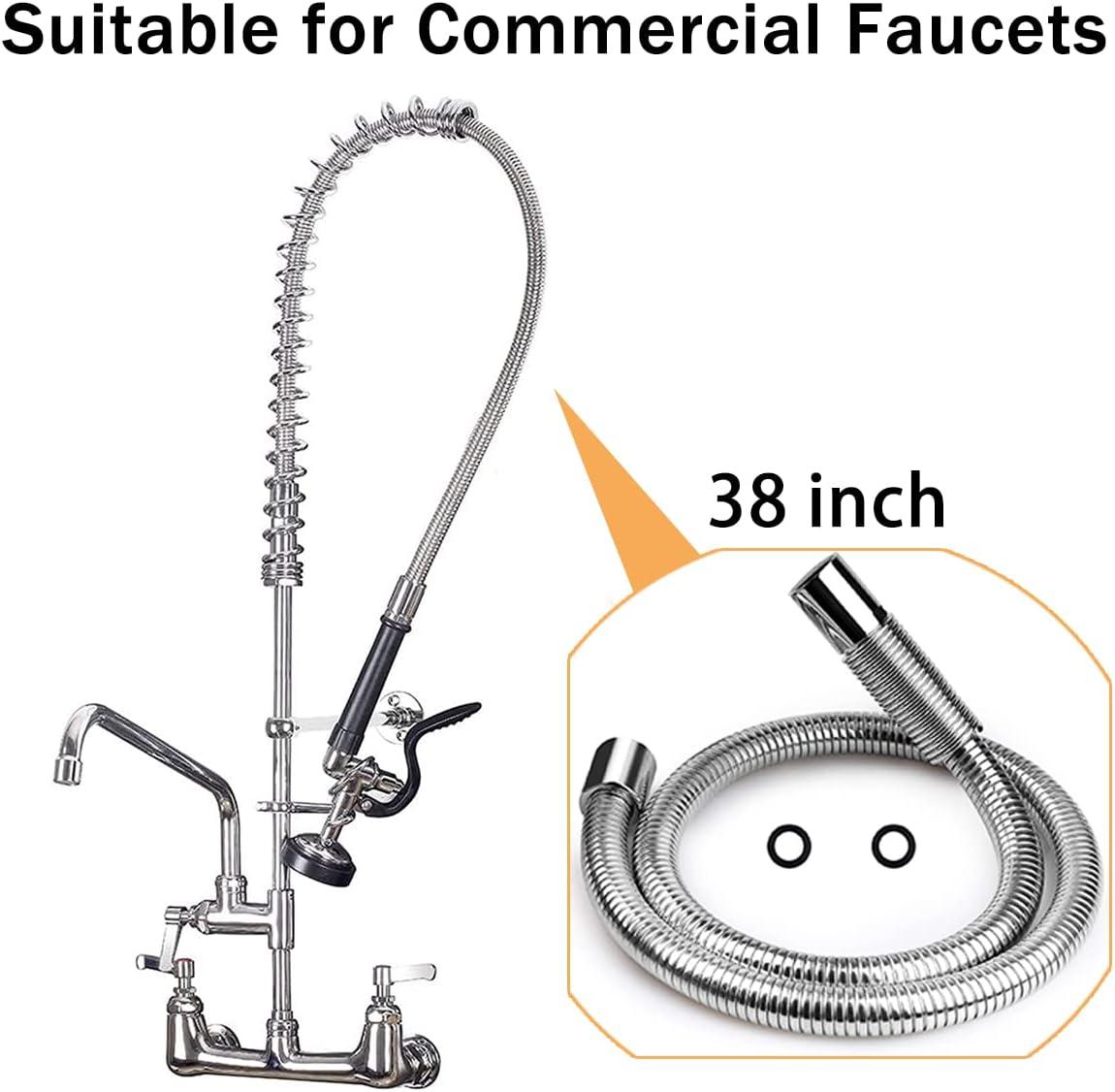 KWODE Pre-rinse Hose 38 Inch Flexible Stainless Replacement Hose for All Brand Commercial Kitchen Sink Faucet with 7/8”-20NPT Female Thread (96CM/38”)