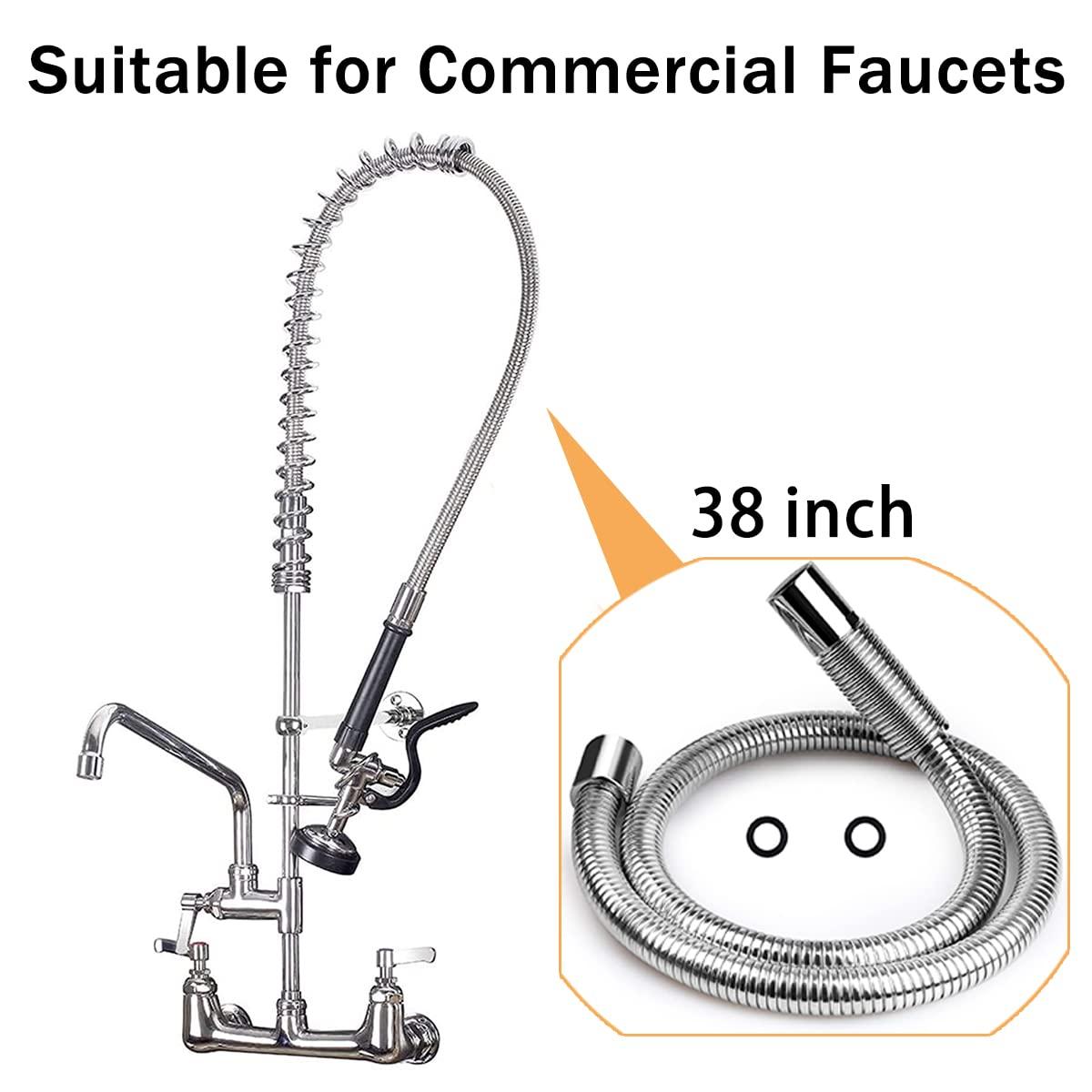 KWODE Pre-rinse Hose 38 Inch Flexible Stainless Replacement Hose for All Brand Commercial Kitchen Sink Faucet with 7/8”-20NPT Female Thread (96CM/38”)