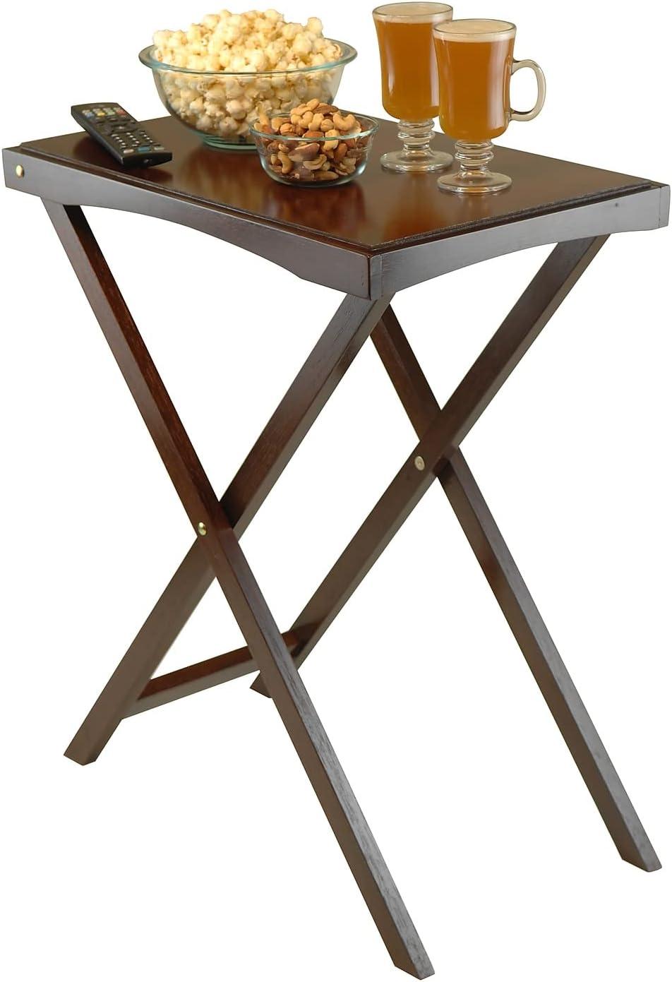 Devon Butler Table with Serving Tray Wood/Walnut - Winsome: Elegant Hardwood Frame, Composite Surface, Bar Cart Design