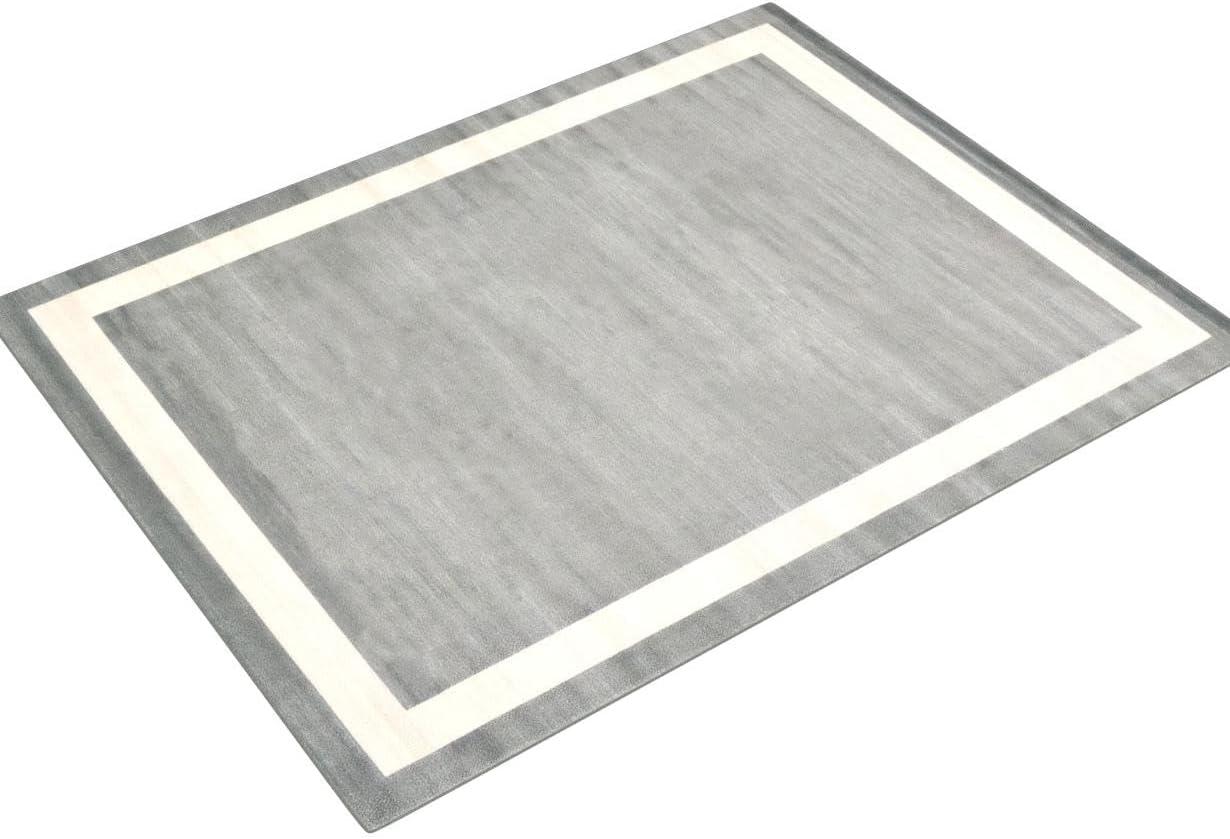 Gray and Ivory Tufted Rectangular Synthetic Area Rug 10' x 13'