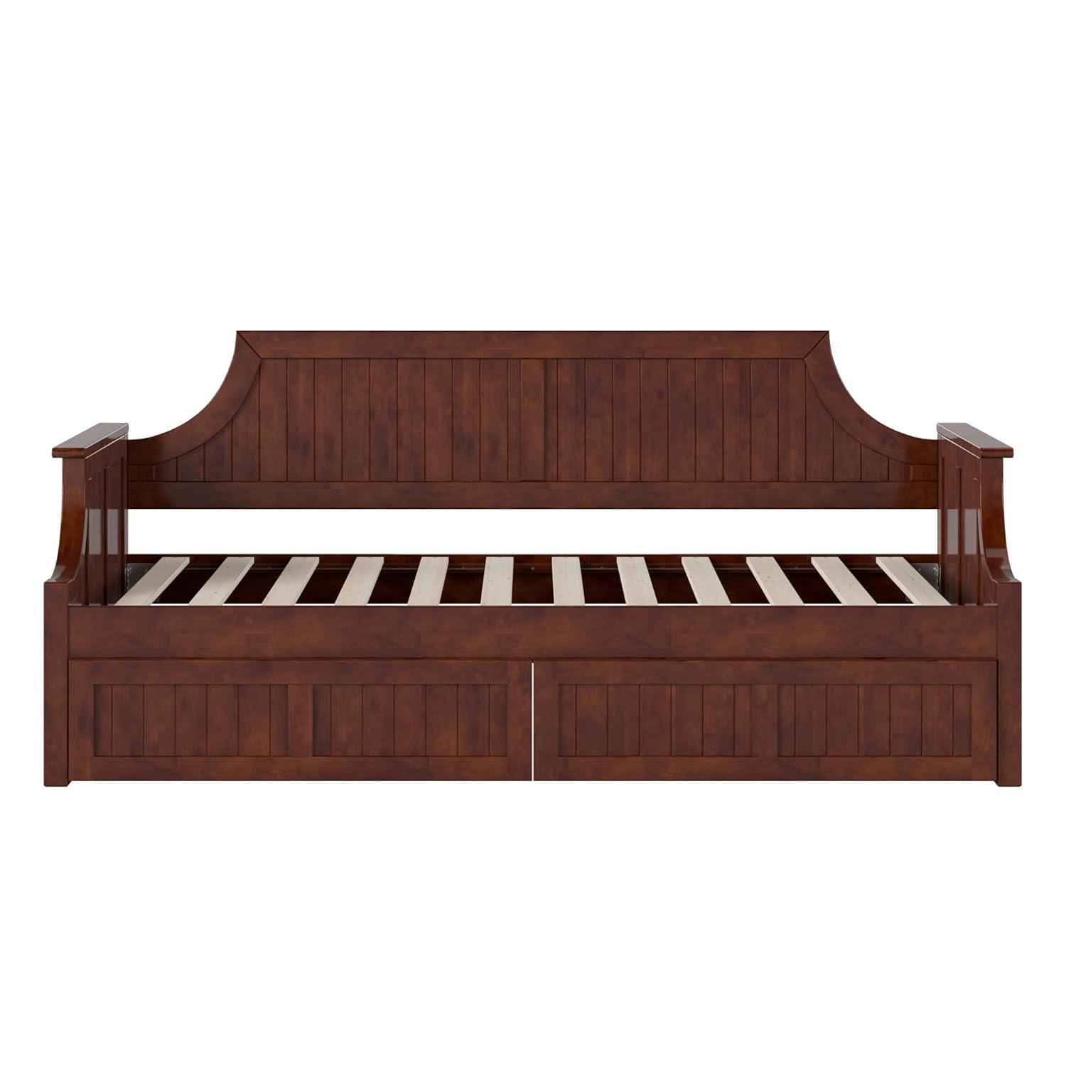 AFI Cambridge Wood Twin Size Daybed Frame with 2 Storage Drawers, Light Toffee