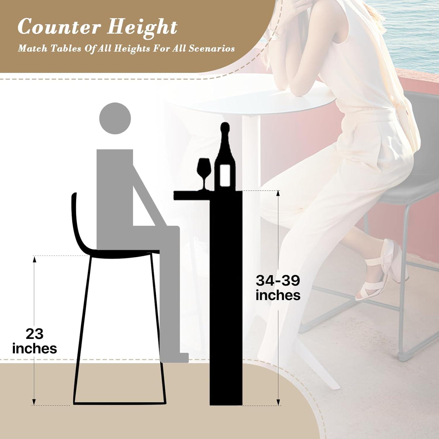 MoNiBloom PU Leather Barstools Set of 2, Modern Counter Height Bar Stools, Dining Pub Chairs with Padded Bucket Seat, Brown